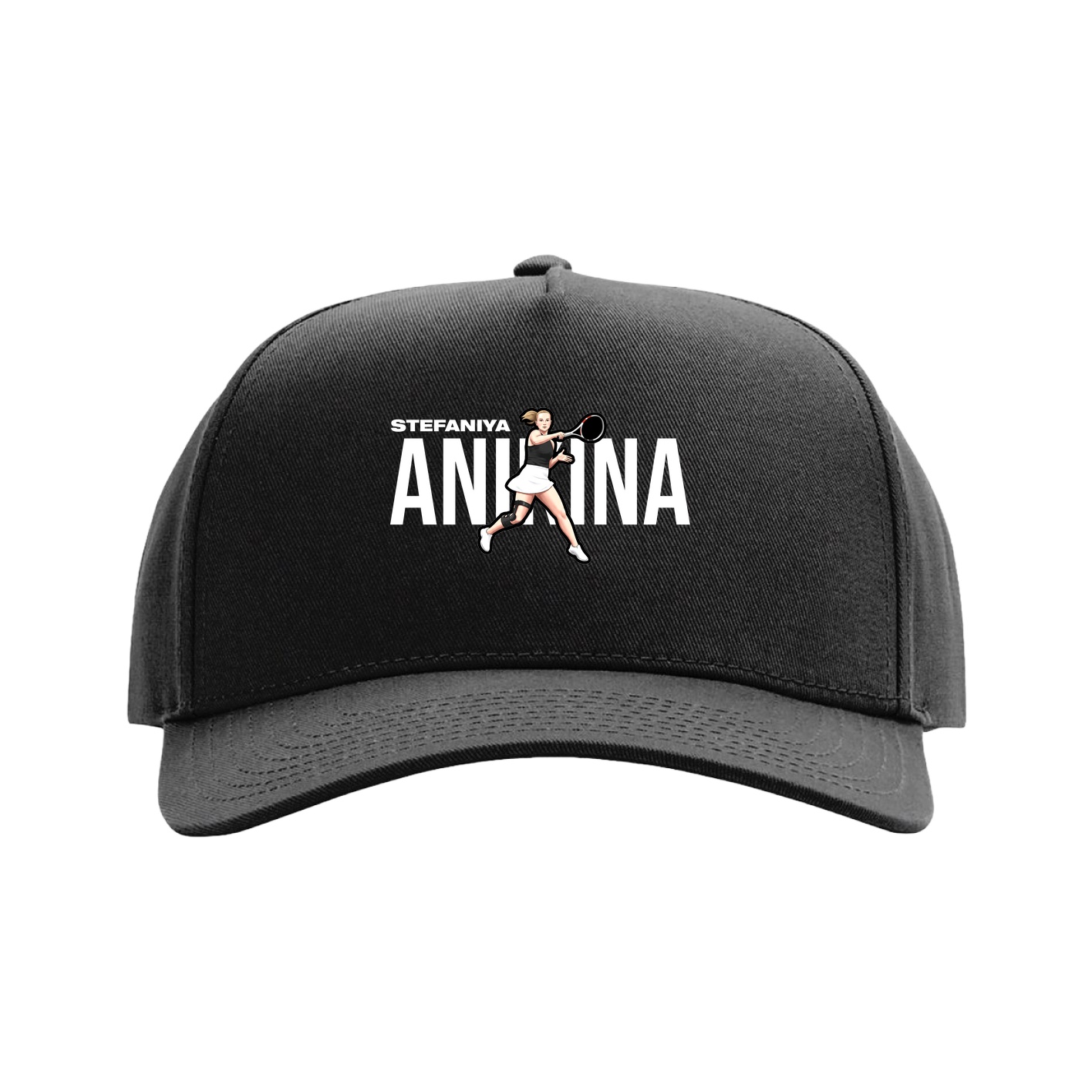 Full Fabric Five-Panel Champ Cap — Player Name in Black