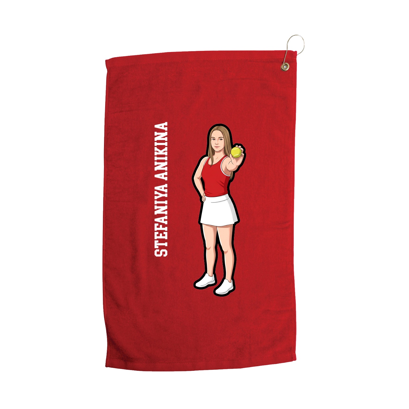Golf Towel — Name Vertical in Red