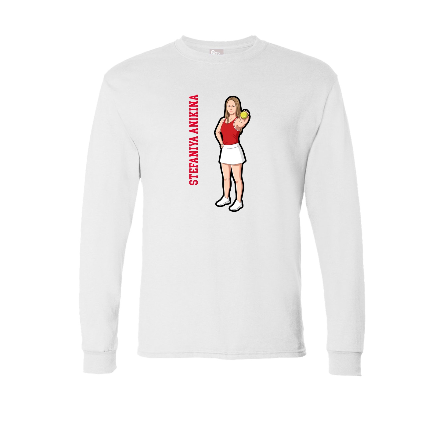 Long Sleeve Tee — Name Vertical in White