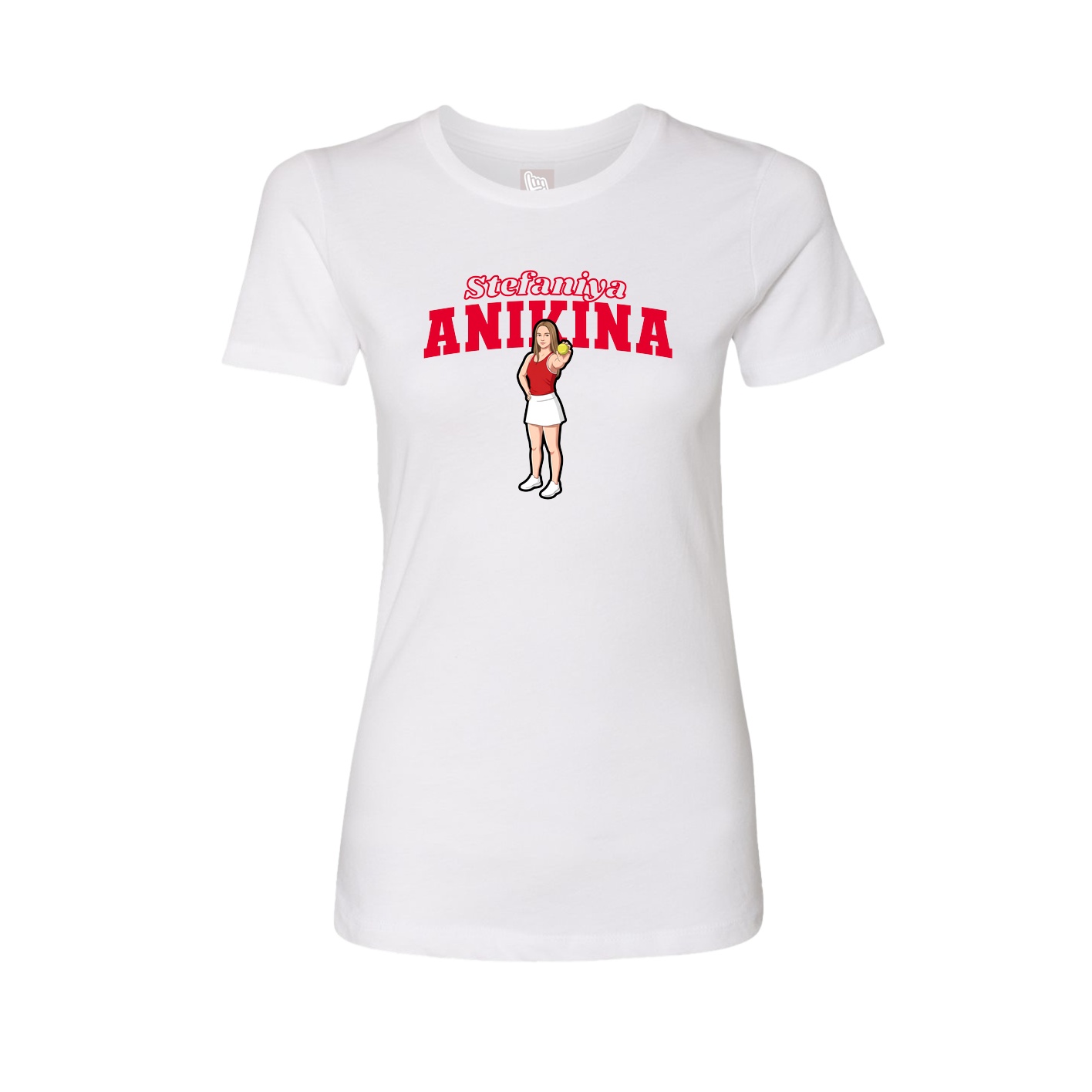 Fitted Women's Tee — Name Arch in White