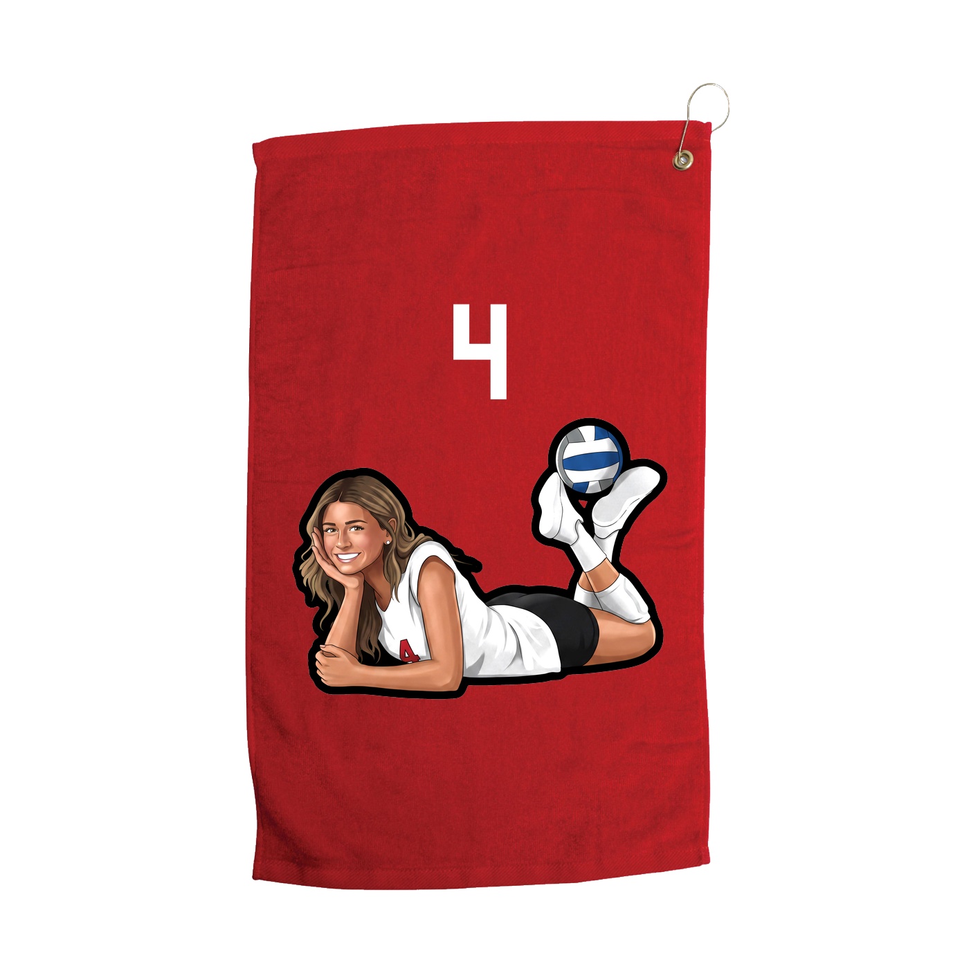Golf Towel — Number Top in Red