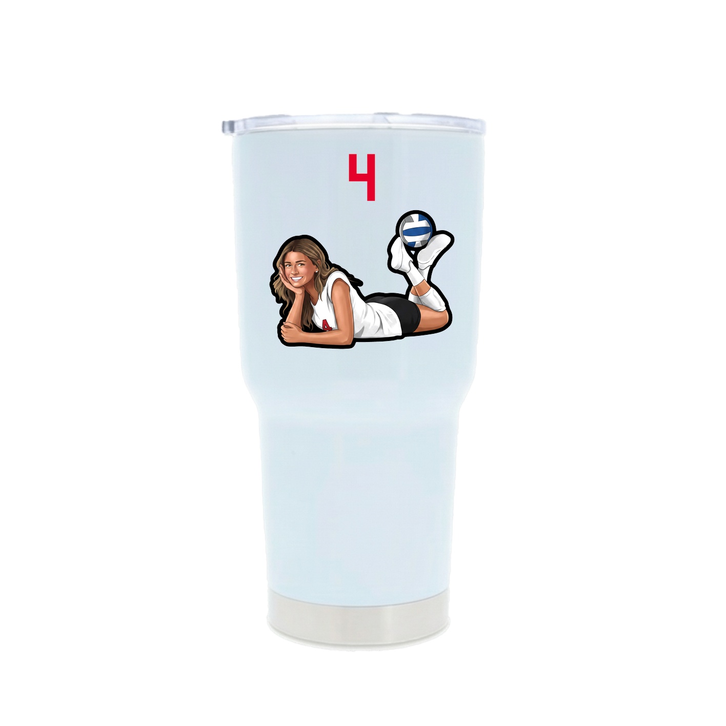 30oz Stainless Steel Tumbler — Number Top in White