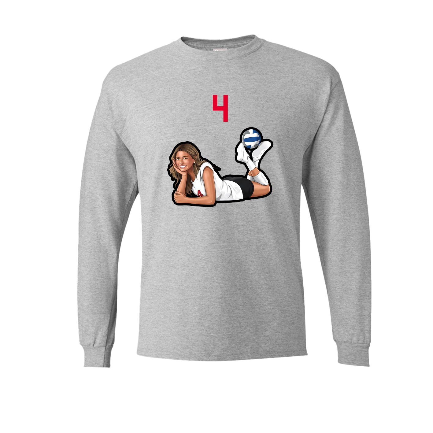 Long Sleeve Tee — Number Top in Grey