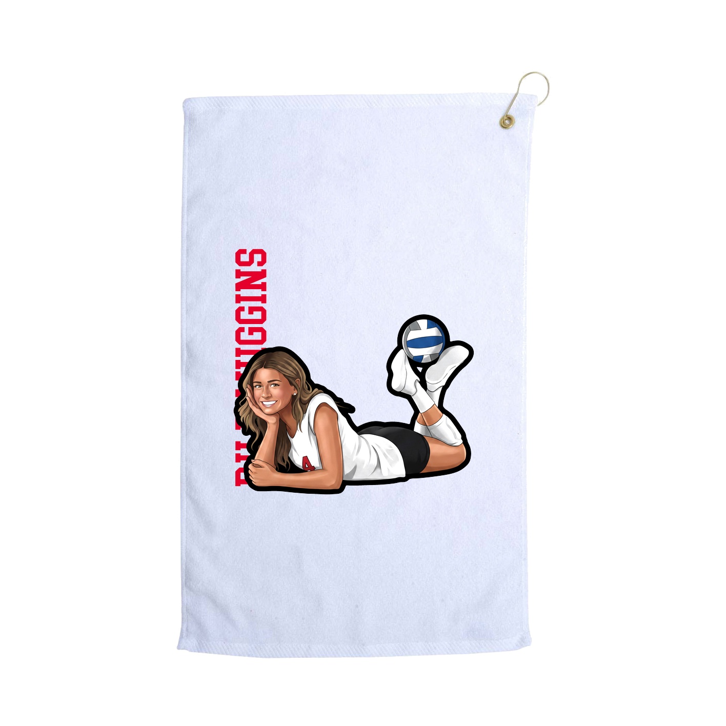 Golf Towel — Name Vertical in White