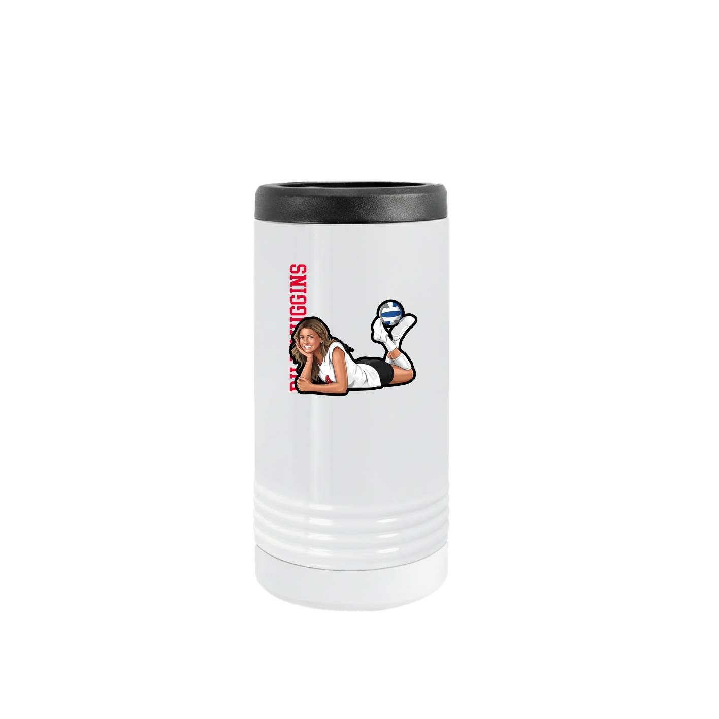 Slim Beverage Holder — Name Vertical in White