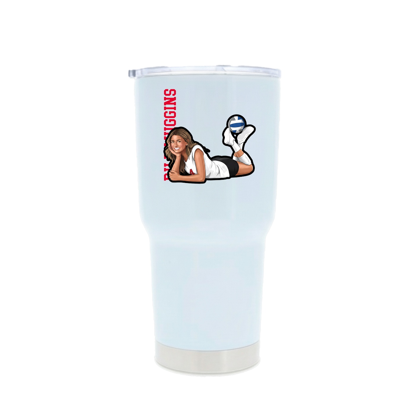 30oz Stainless Steel Tumbler — Name Vertical in White
