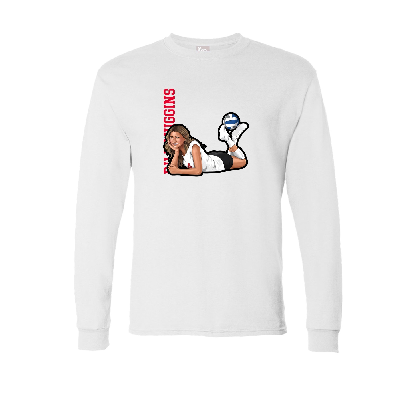 Long Sleeve Tee — Name Vertical in White