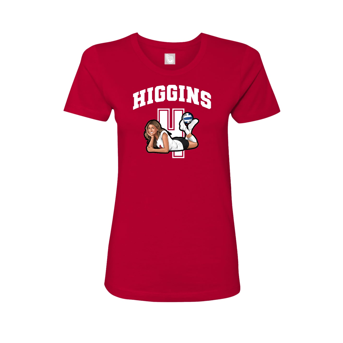 Fitted Women's Tee — Number in Red