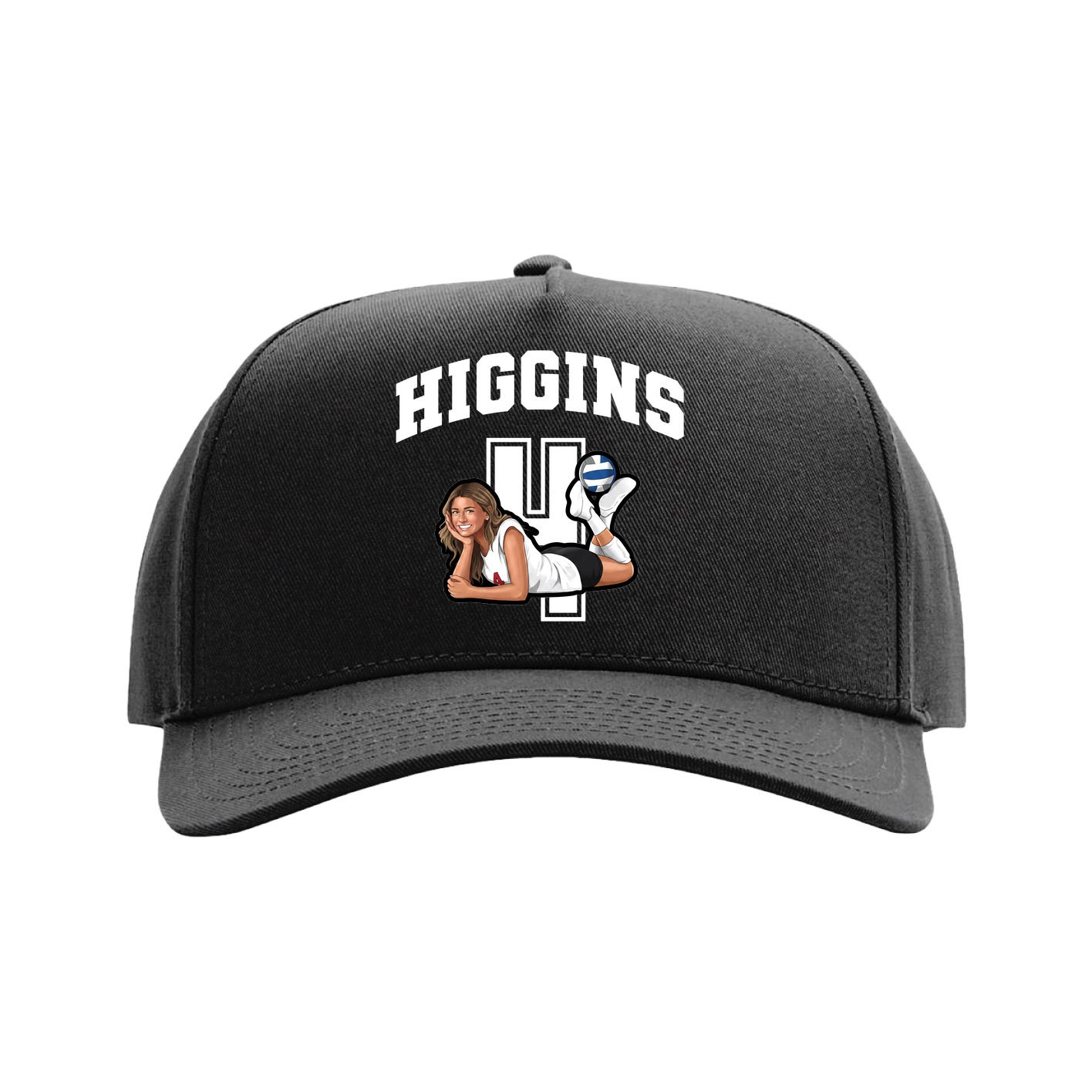 Full Fabric Five-Panel Champ Cap — Number in Black