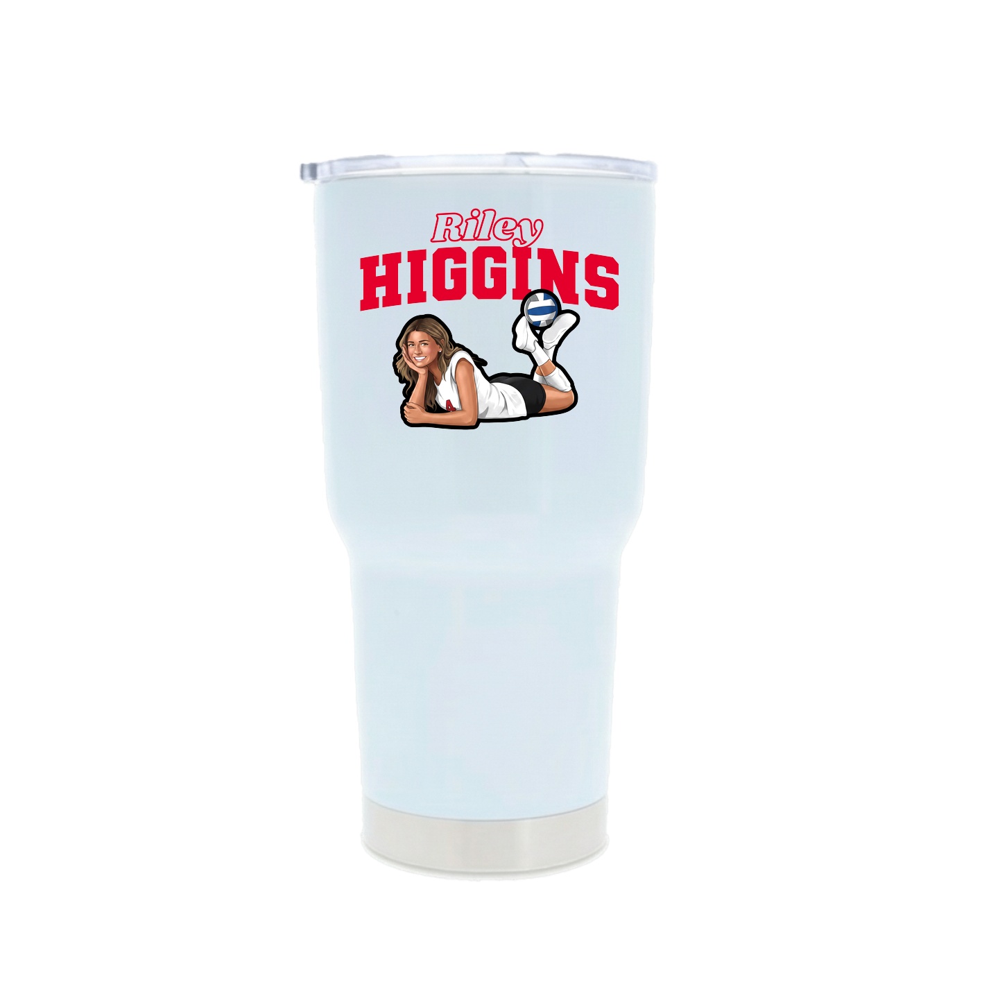 30oz Stainless Steel Tumbler — Name Arch in White