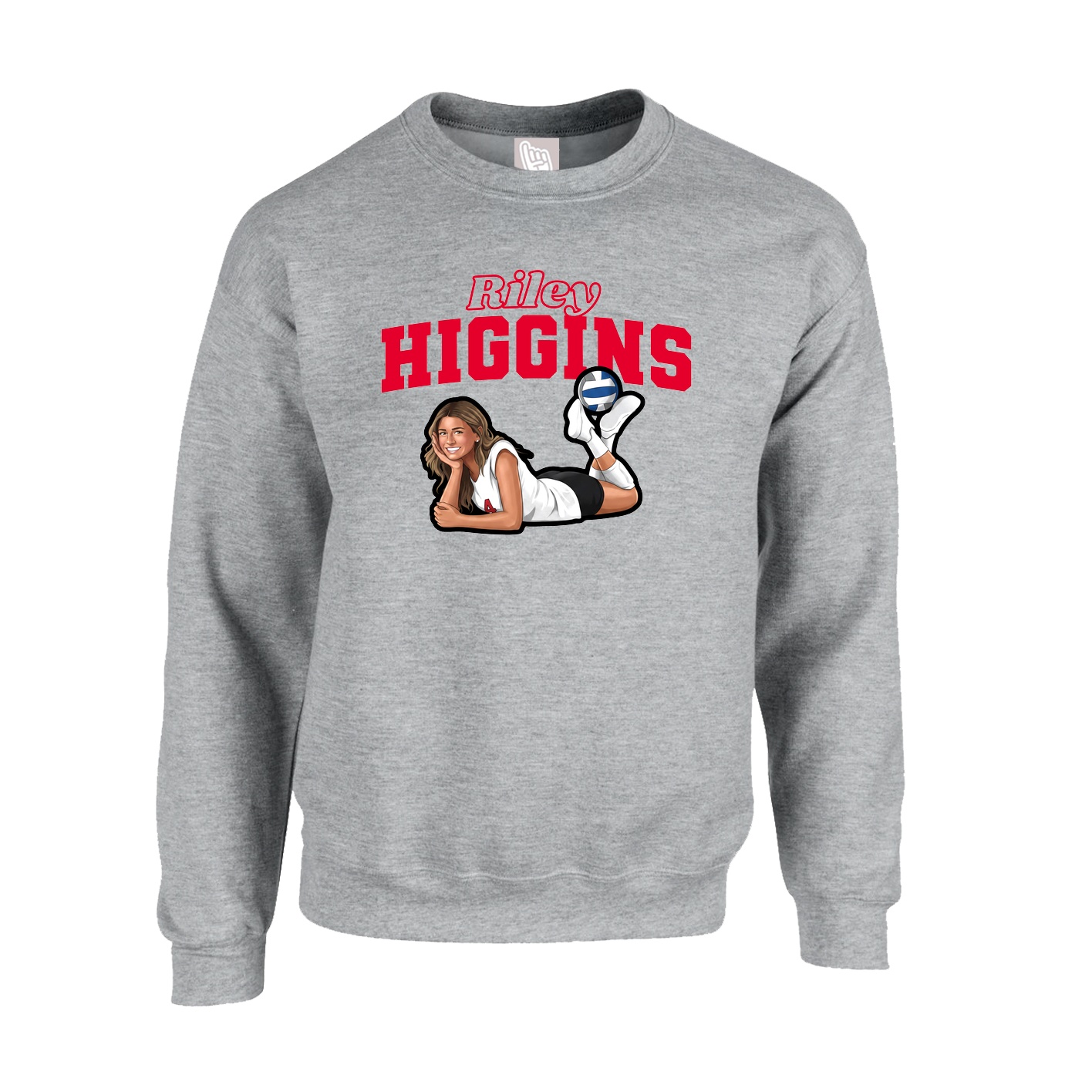 Fleece Crew — Name Arch in Grey