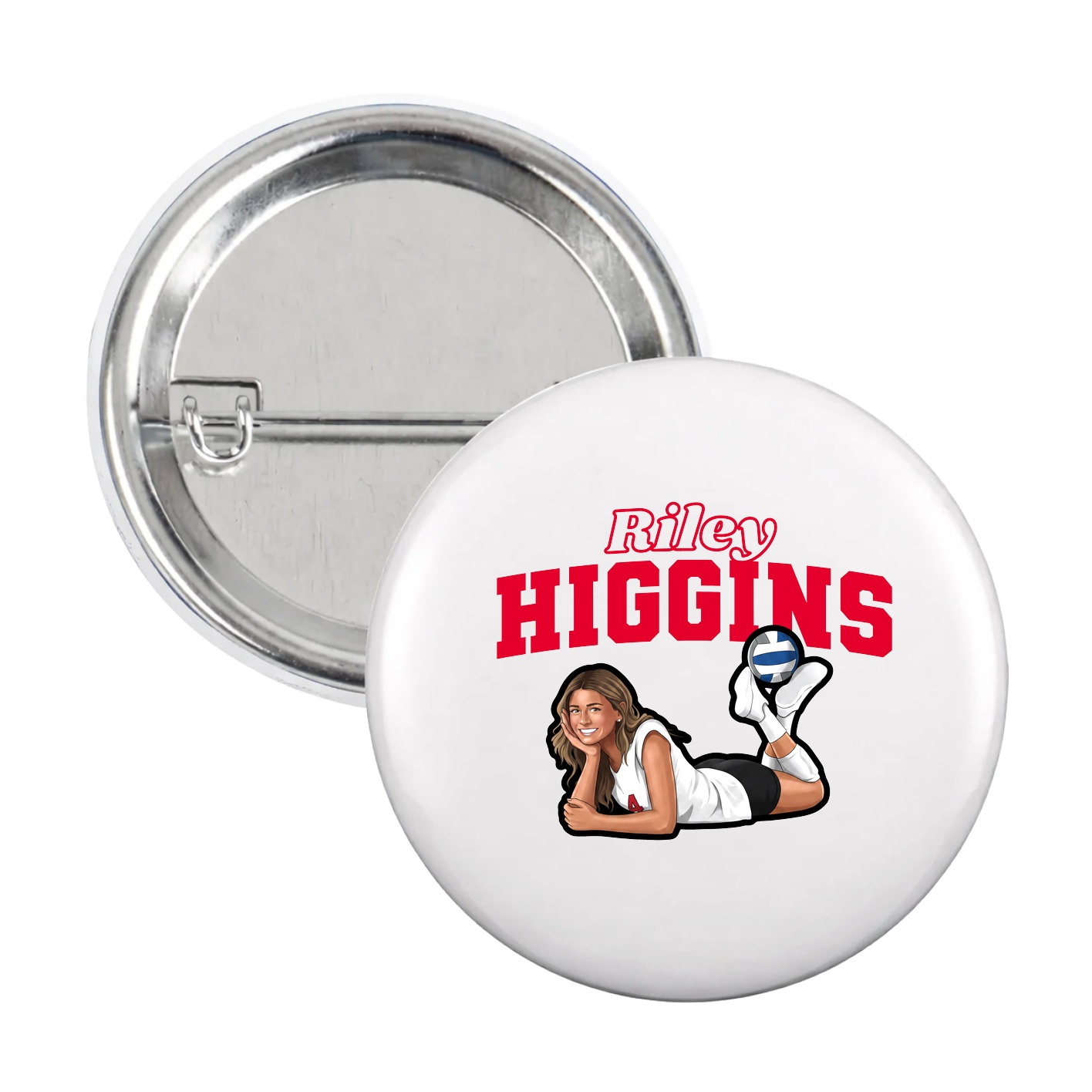 Game Day Button — Name Arch in White