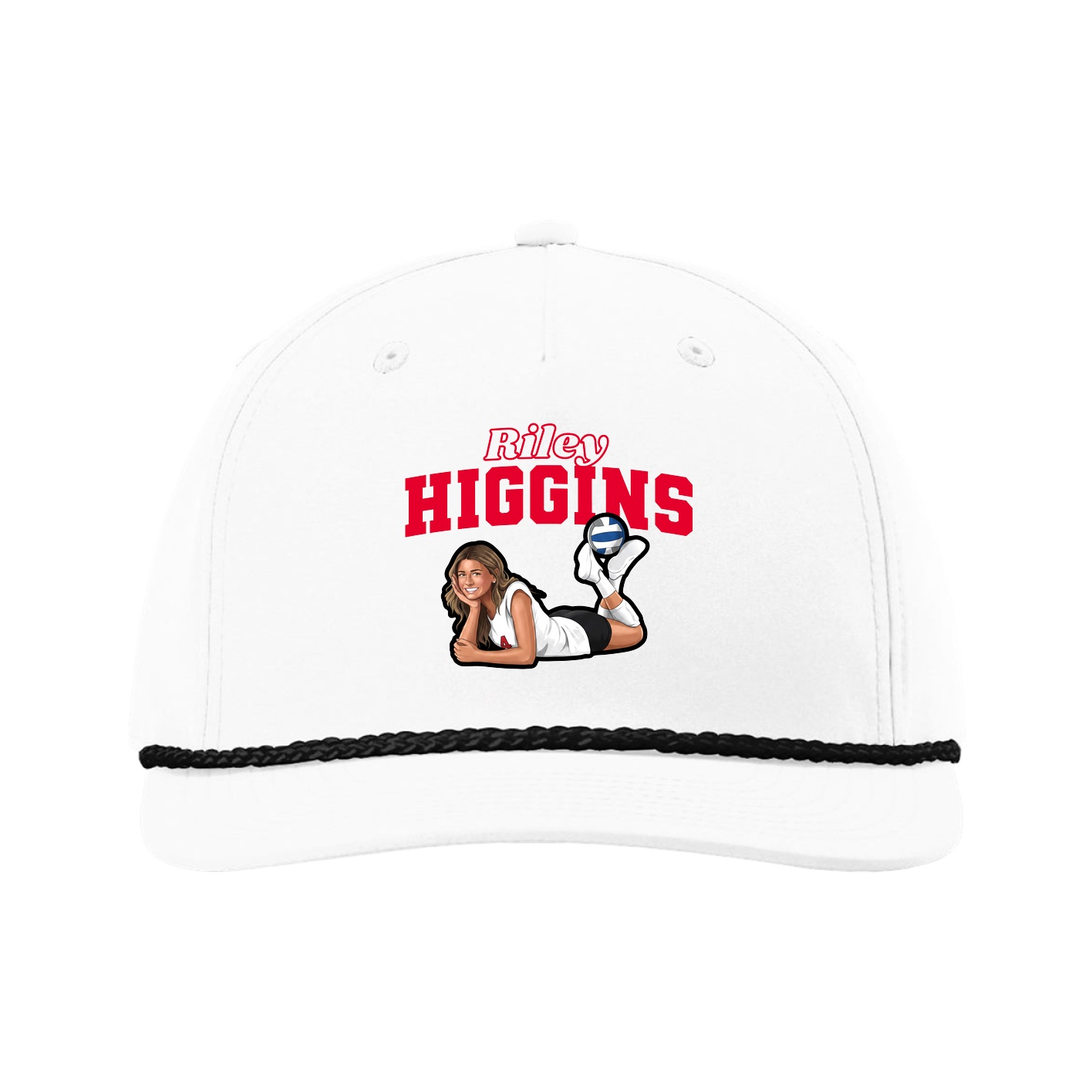 Five-Panel Classic Rope Cap — Name Arch in White