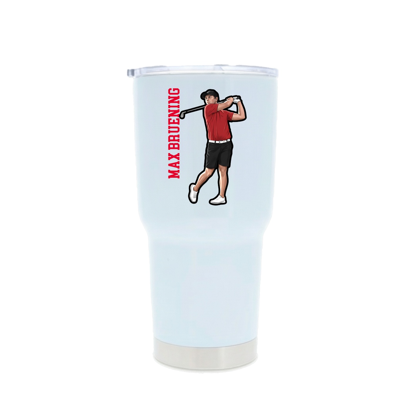 30oz Stainless Steel Tumbler — Name Vertical in White