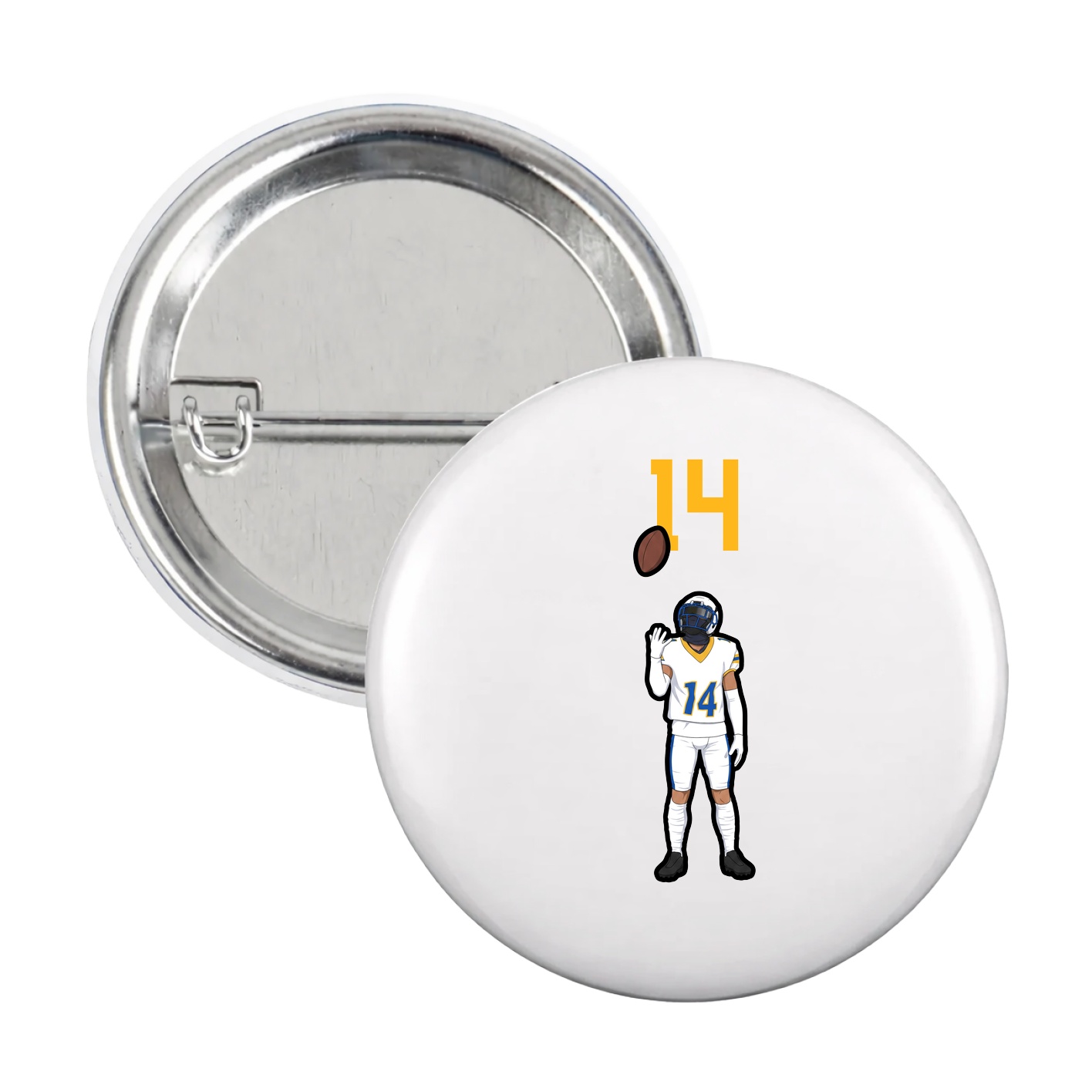 Game Day Button — Number Top in White