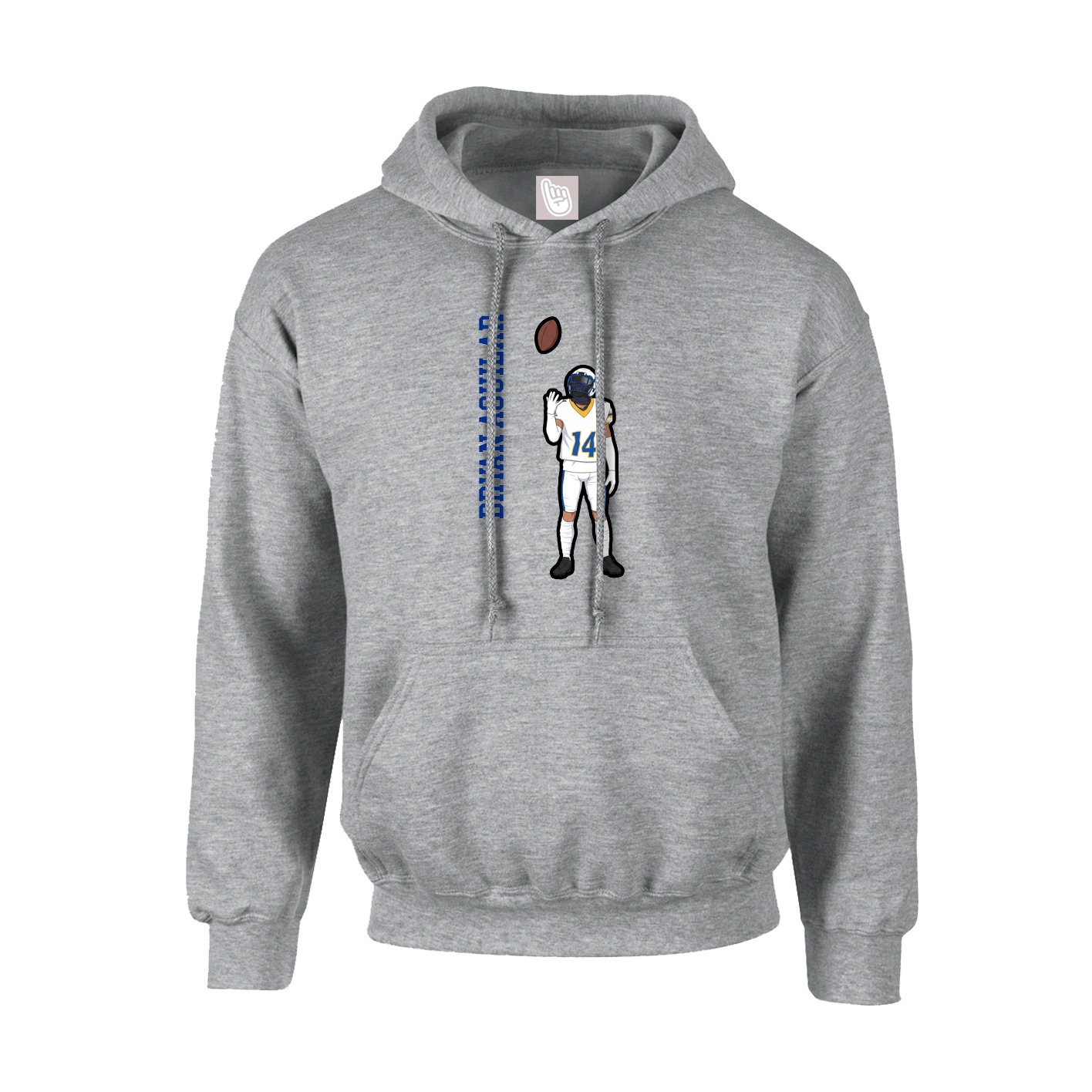 Youth Hoodie — Name Vertical in Grey