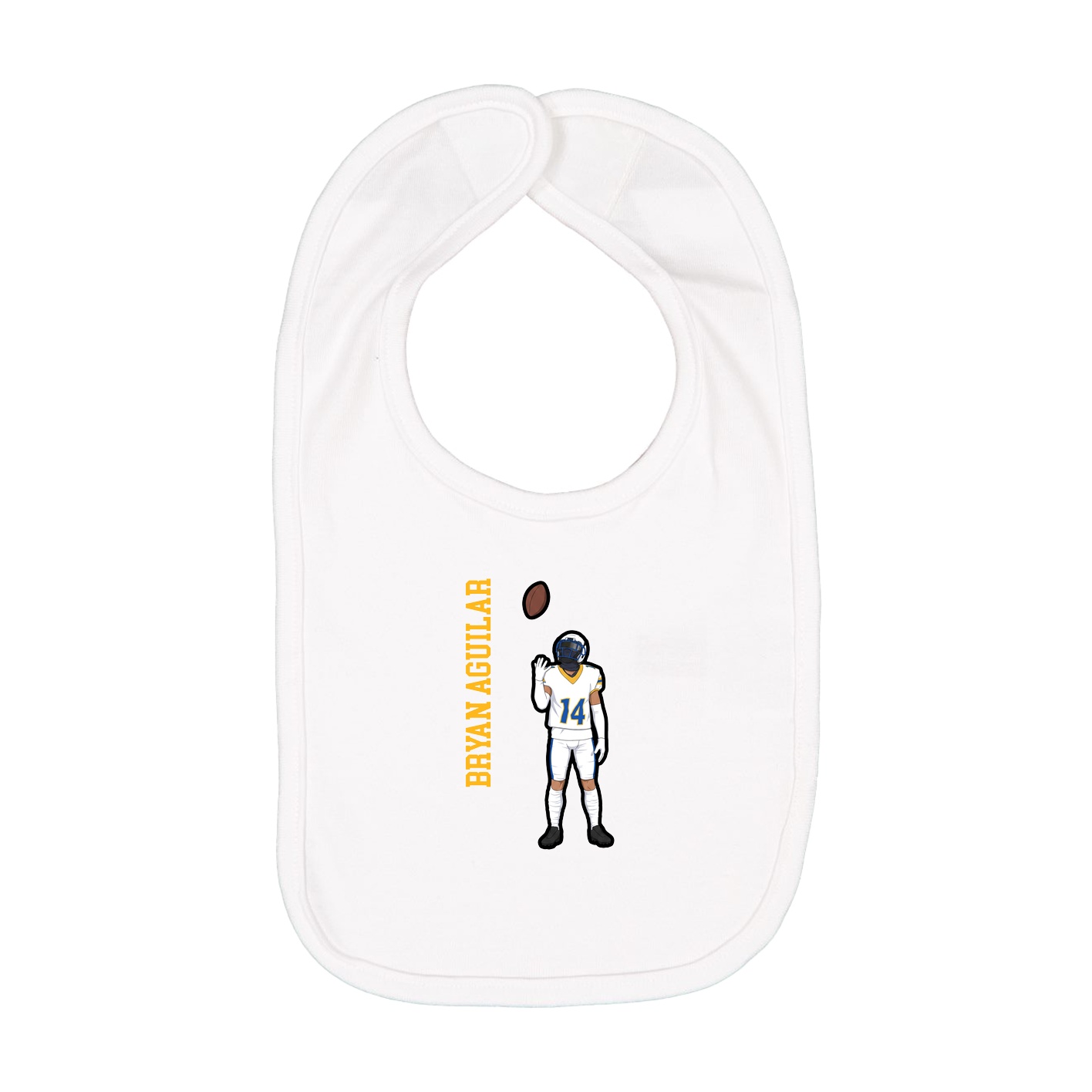 Infant Bib — Name Vertical in White