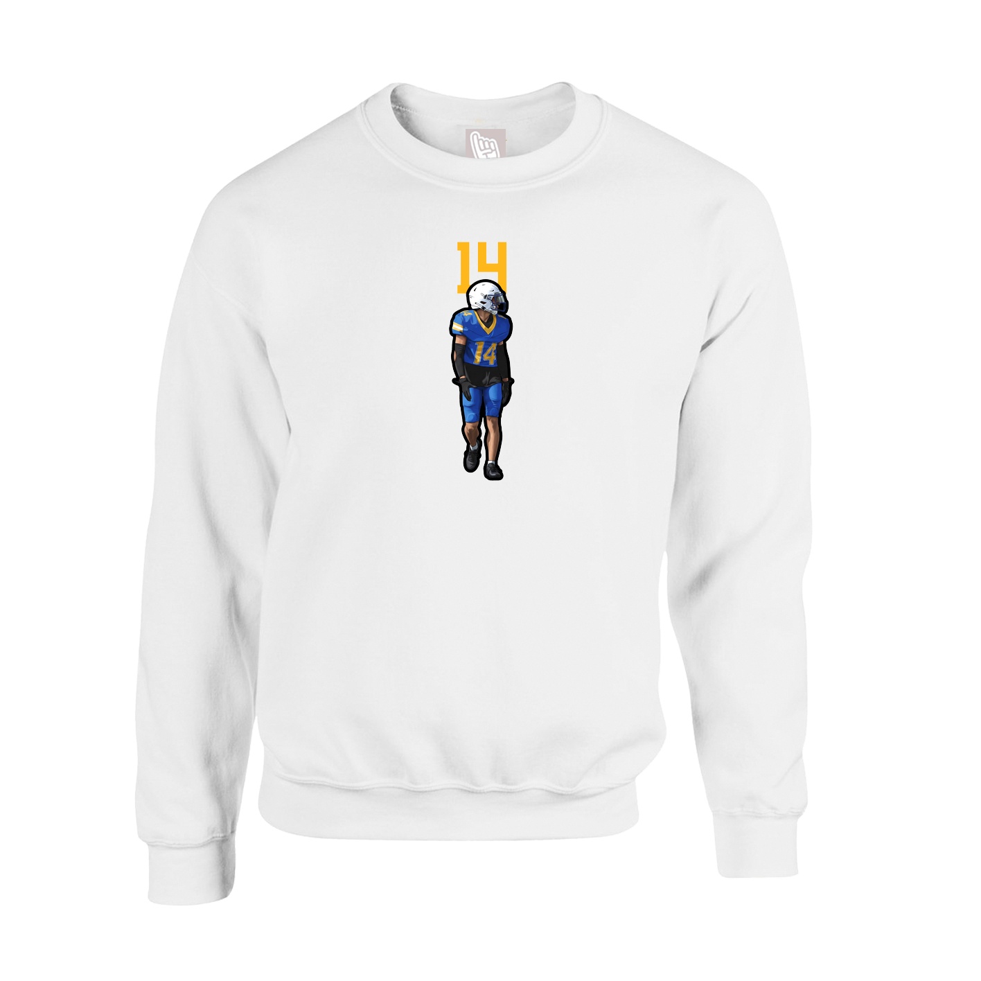 Fleece Crew — Number Top in White