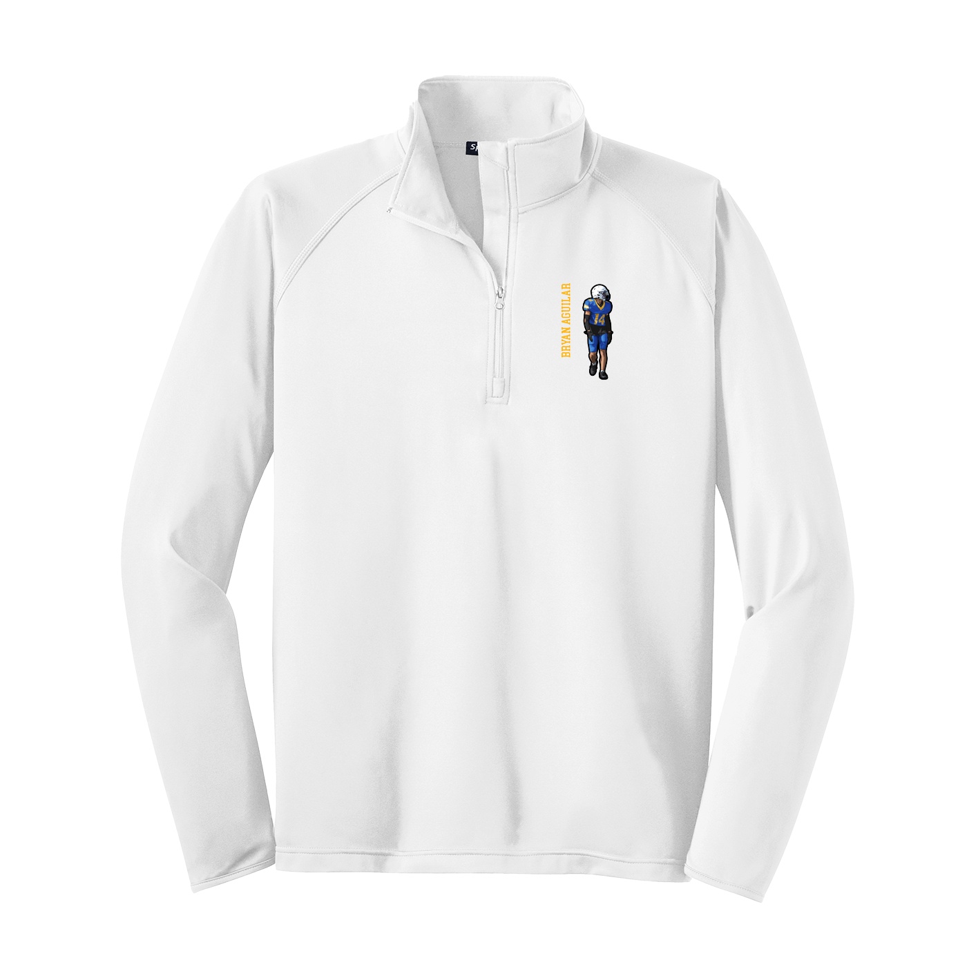 Q-Zip Pullover — Name Vertical in White