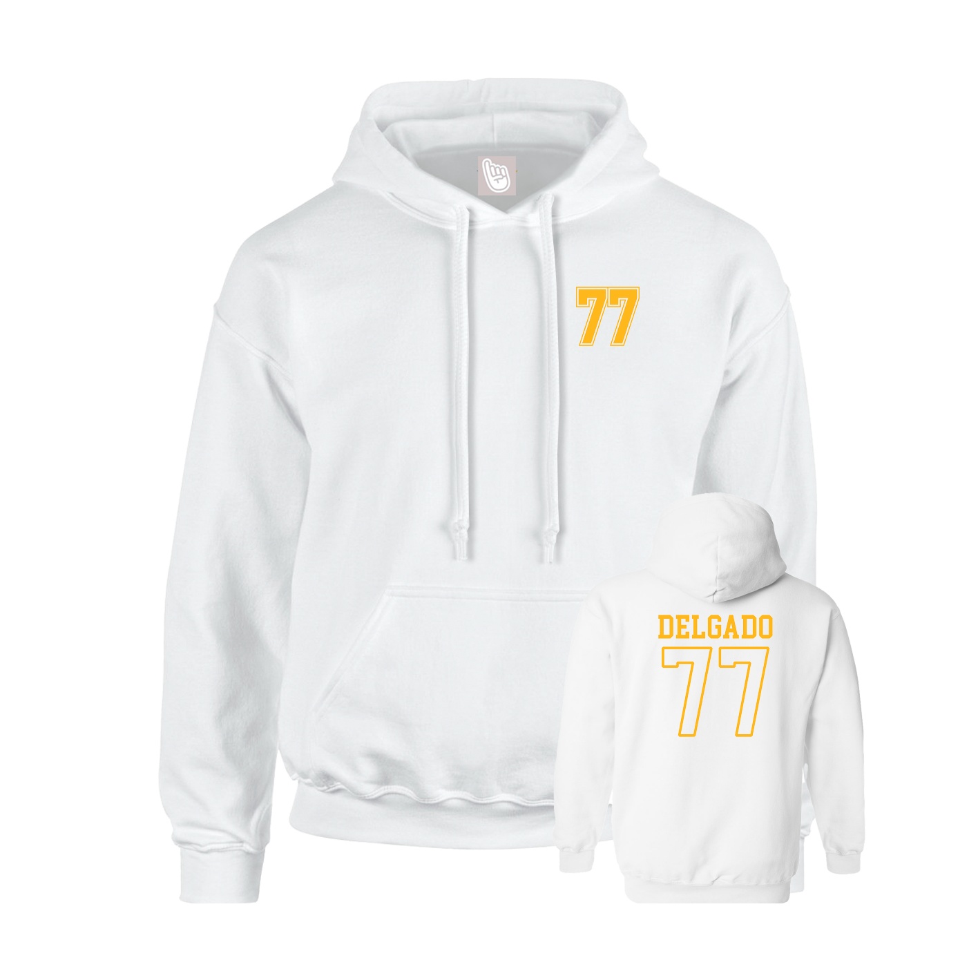 Youth Hoodie — Chest Back in White
