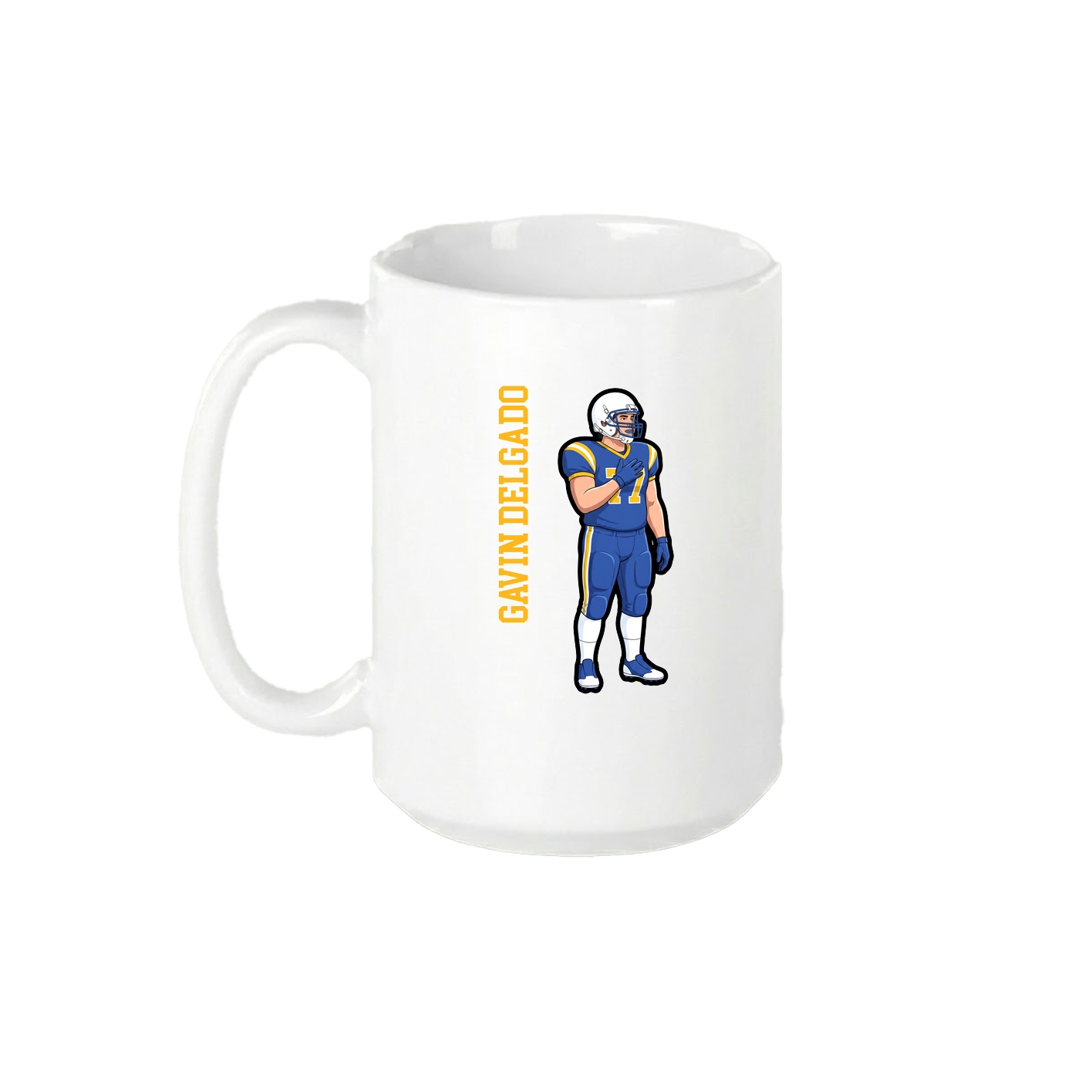 15oz Coffee Mug — Name Vertical in White