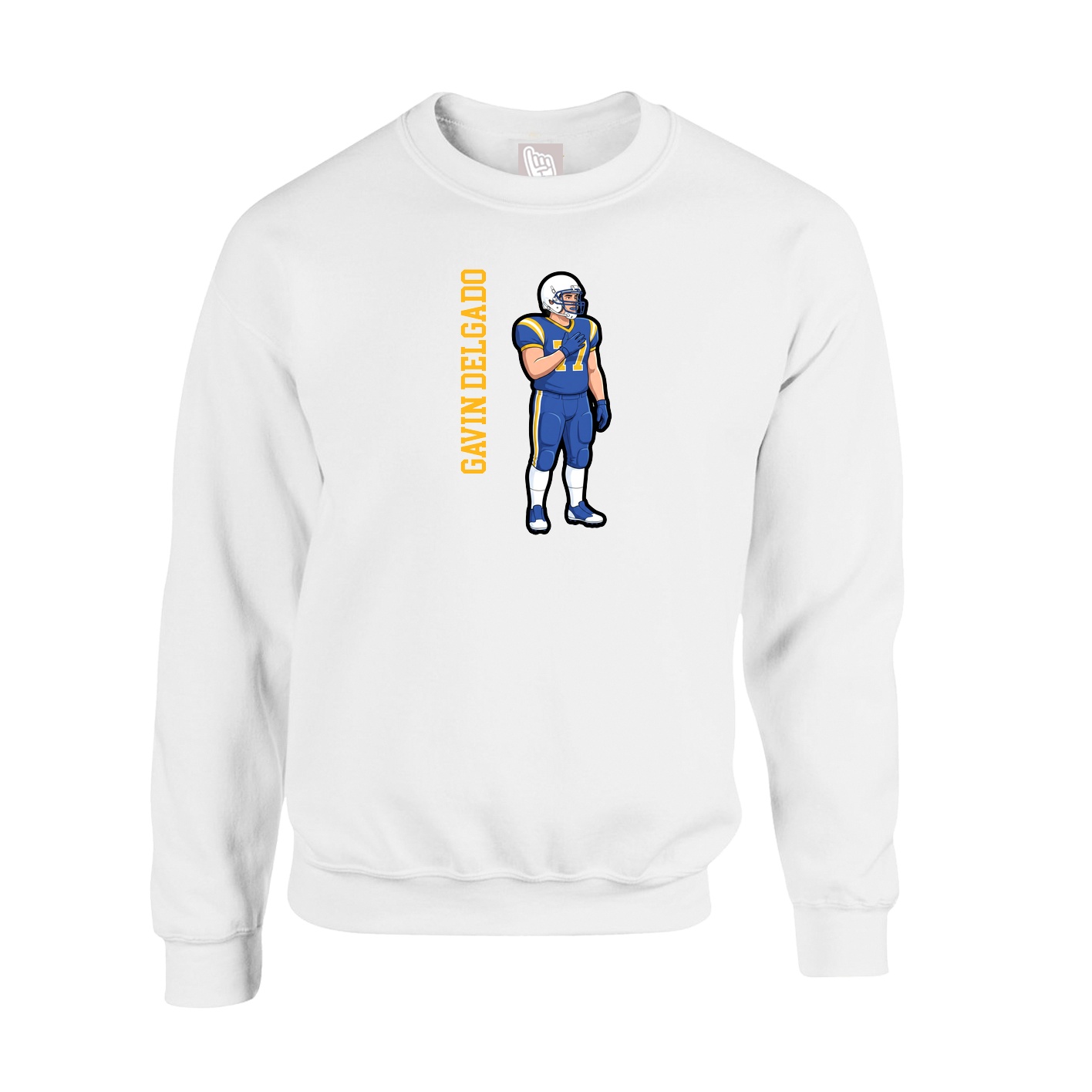 Fleece Crew — Name Vertical in White