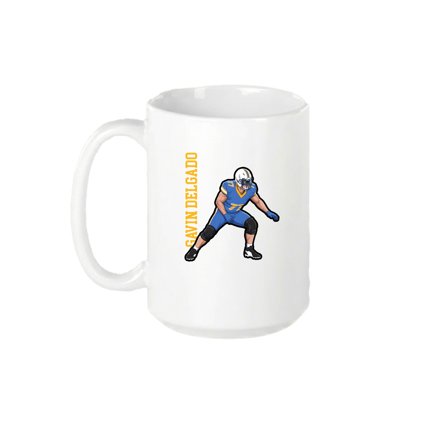 15oz Coffee Mug — Name Vertical in White