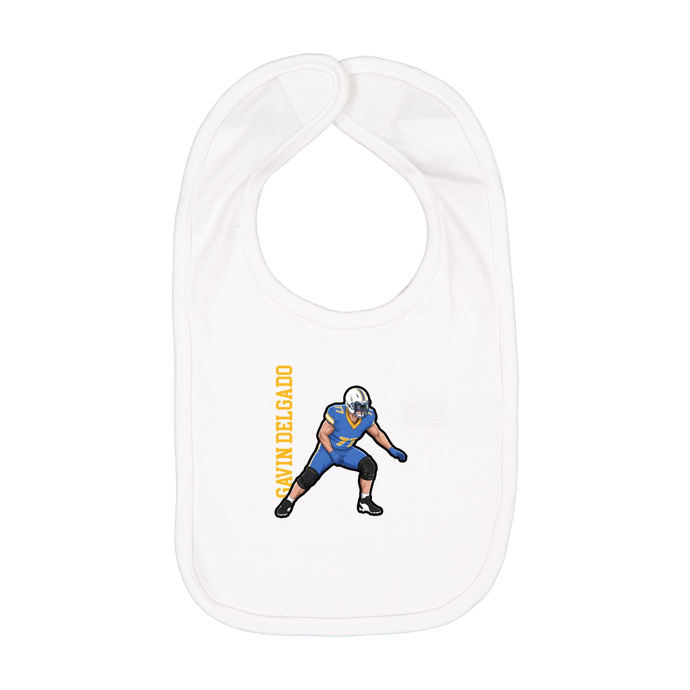 Infant Bib — Name Vertical in White