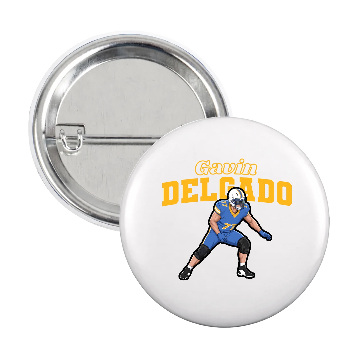 Game Day Button — Name Arch in White