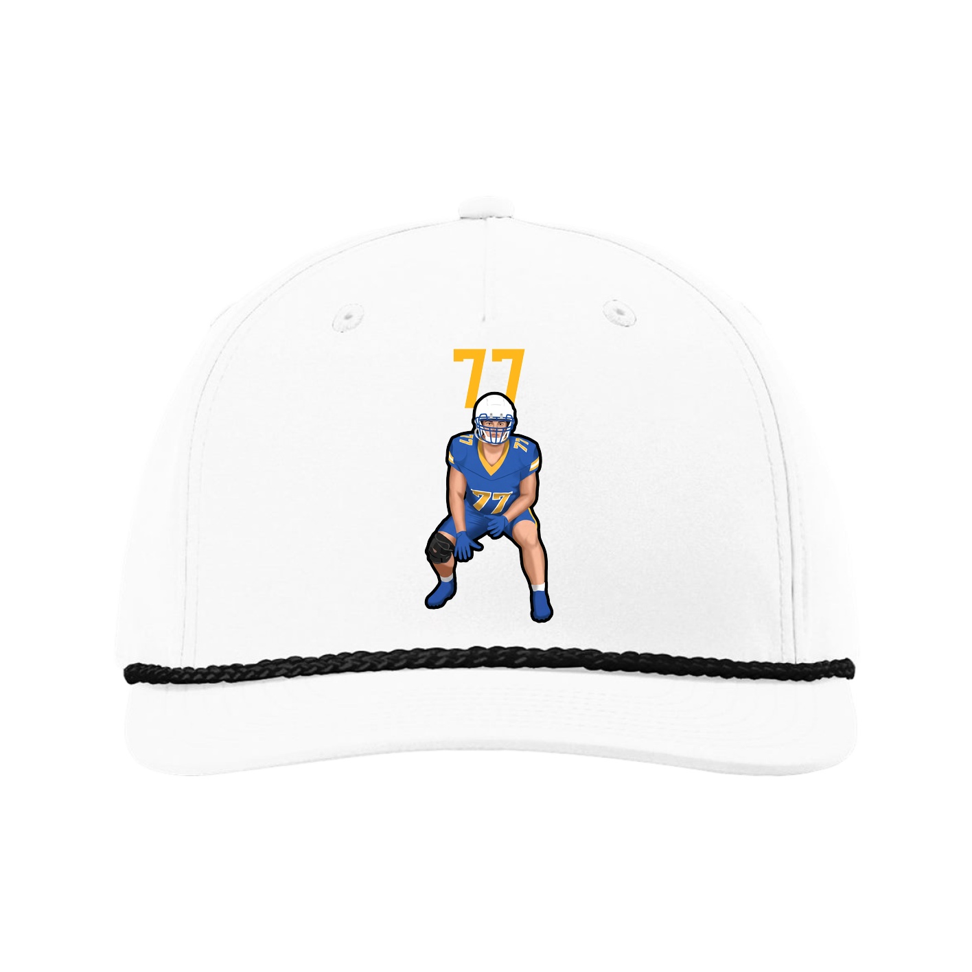 Five-Panel Classic Rope Cap — Number Top in White