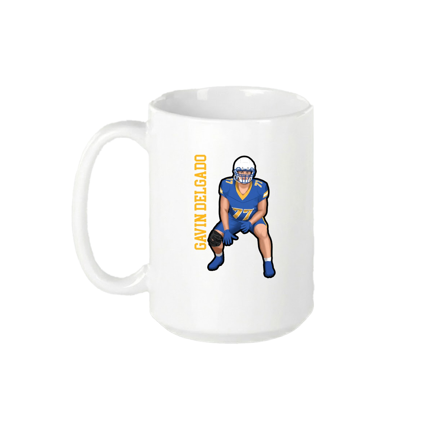 15oz Coffee Mug — Name Vertical in White