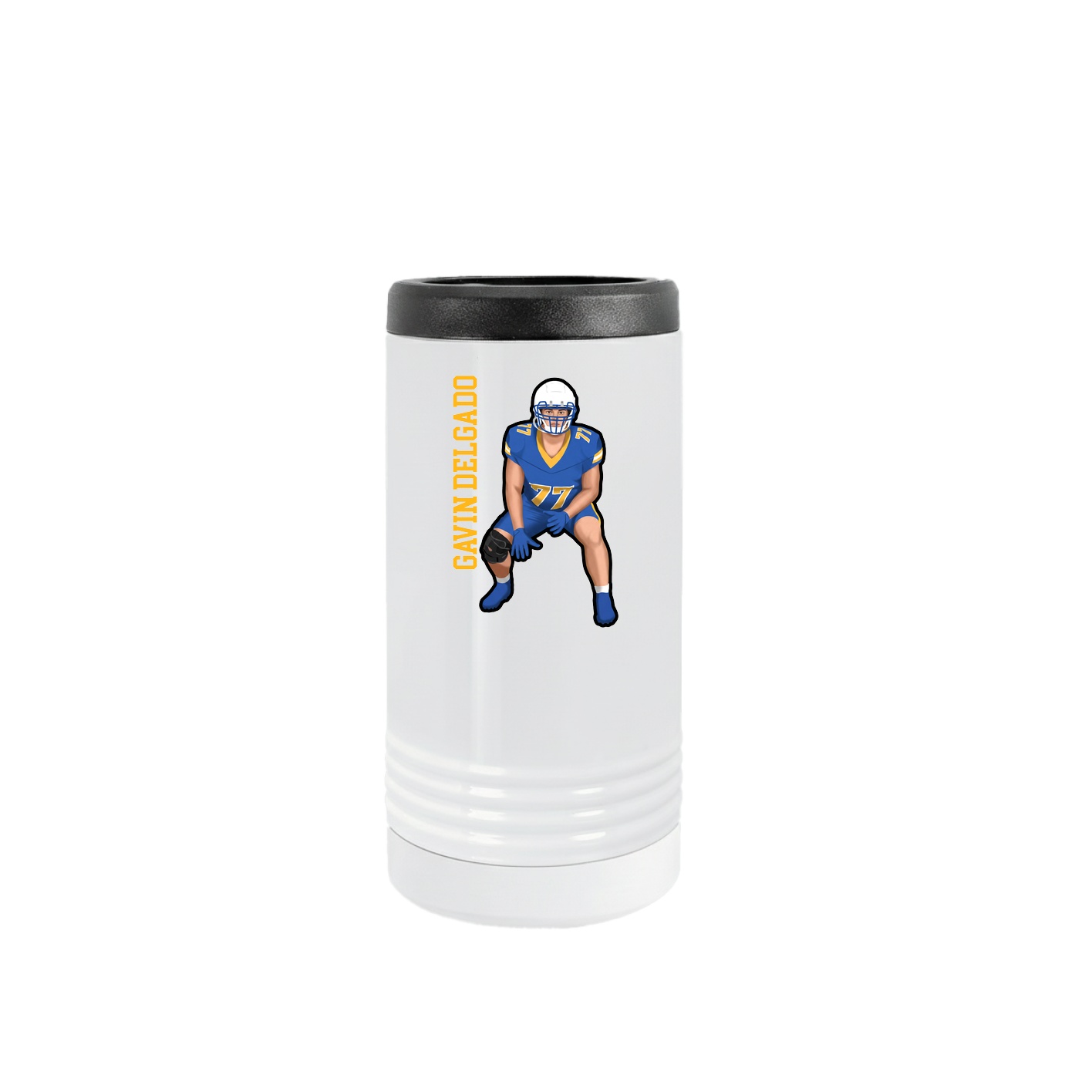 Slim Beverage Holder — Name Vertical in White