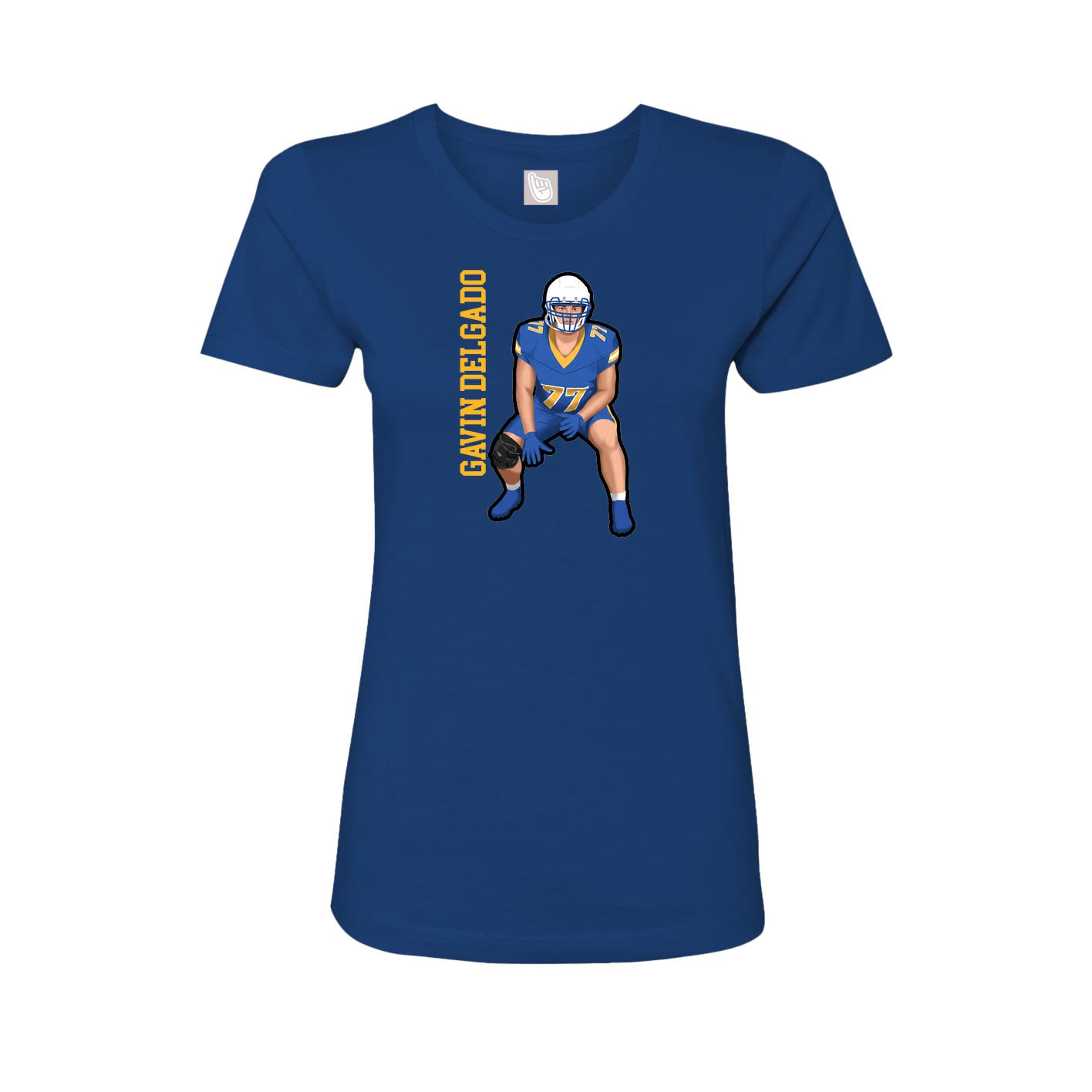 Fitted Women's Tee — Name Vertical in Royal