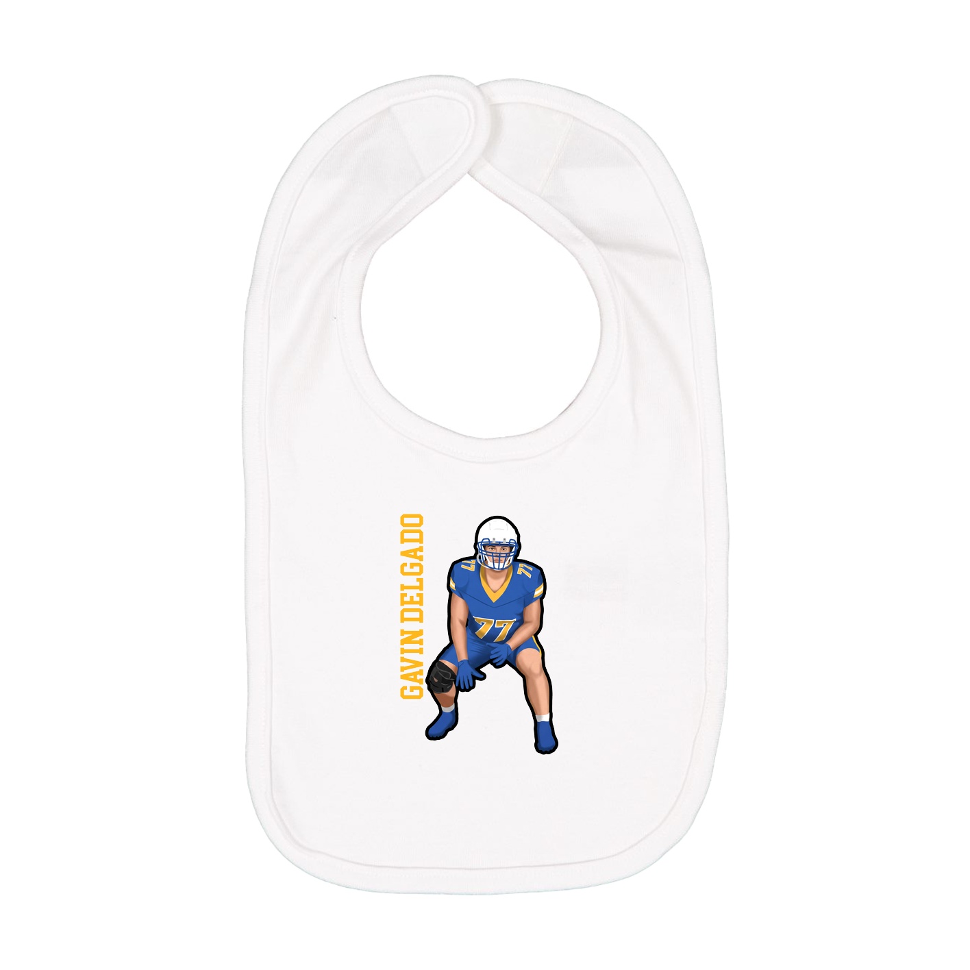 Infant Bib — Name Vertical in White