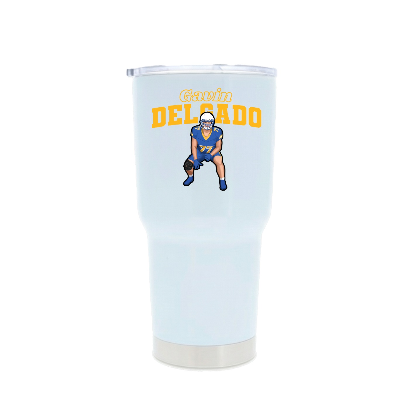 30oz Stainless Steel Tumbler — Name Arch in White