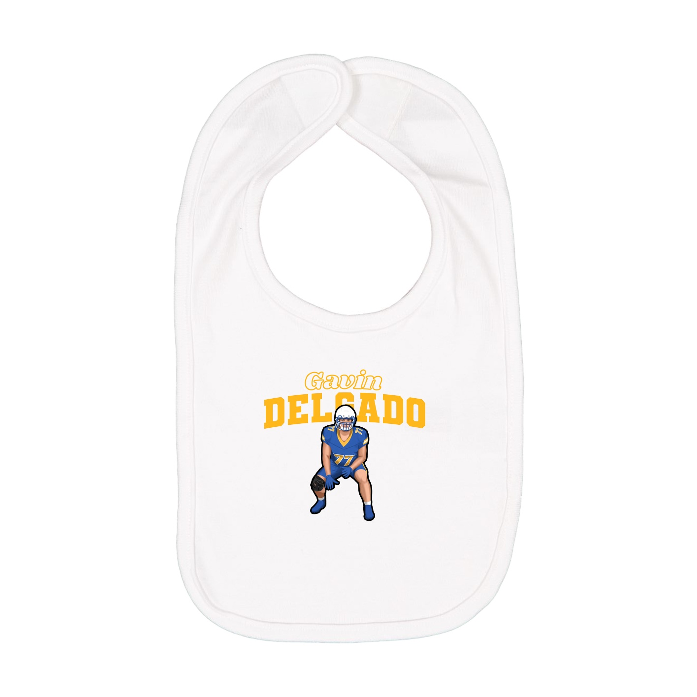 Infant Bib — Name Arch in White