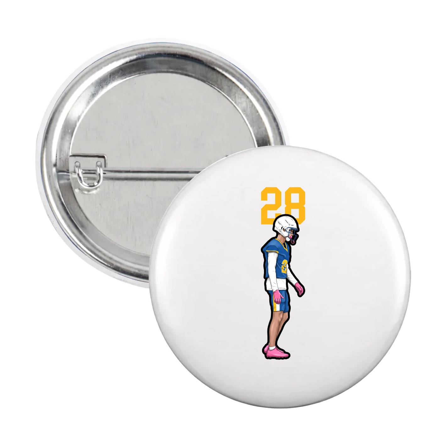 Game Day Button — Number Top in White