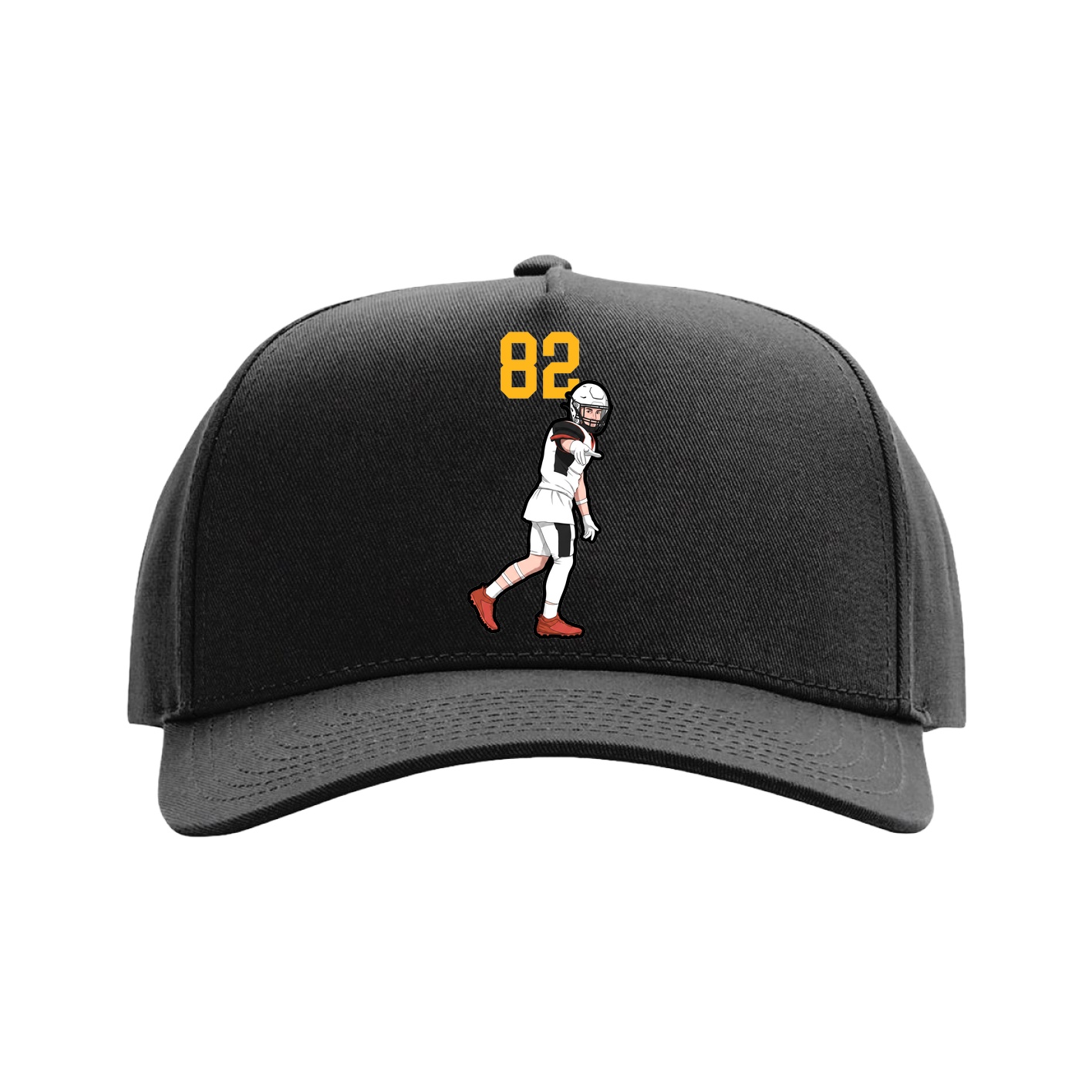 Full Fabric Five-Panel Champ Cap — Number Top in Black