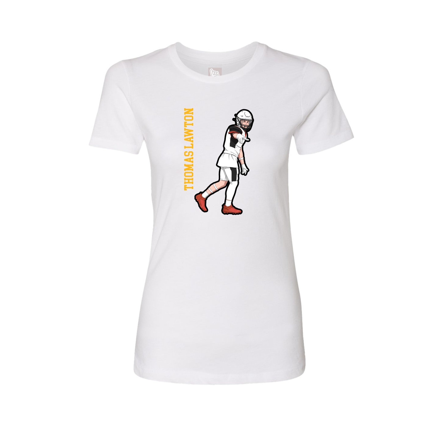 Fitted Women's Tee — Name Vertical in White