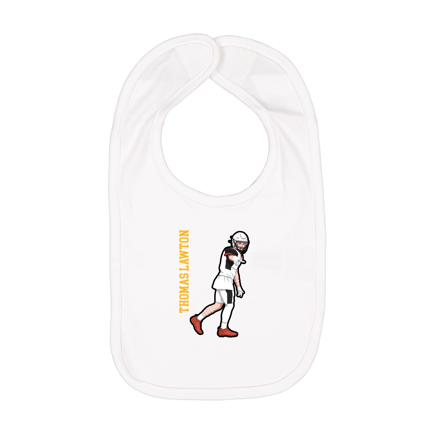 Infant Bib — Name Vertical in White