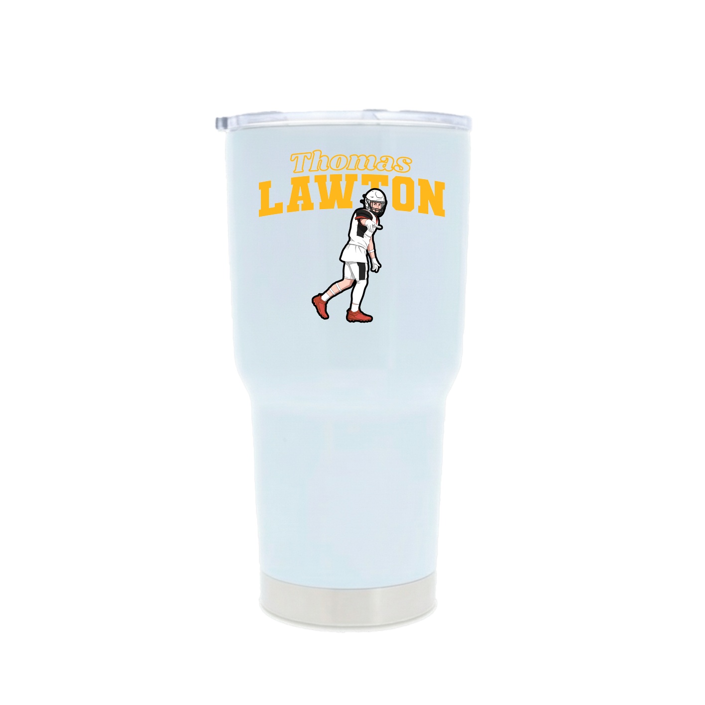 30oz Stainless Steel Tumbler — Name Arch in White