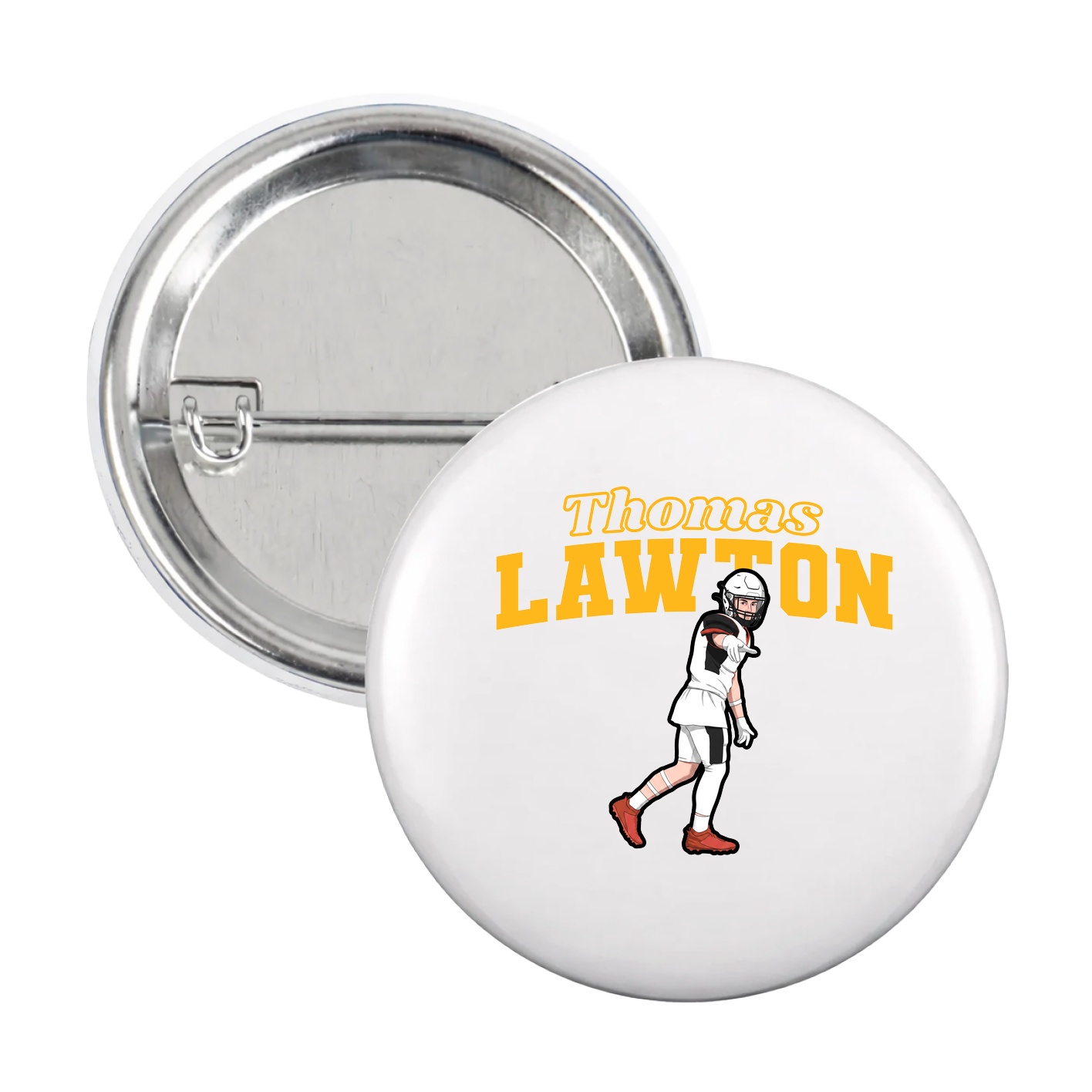 Game Day Button — Name Arch in White