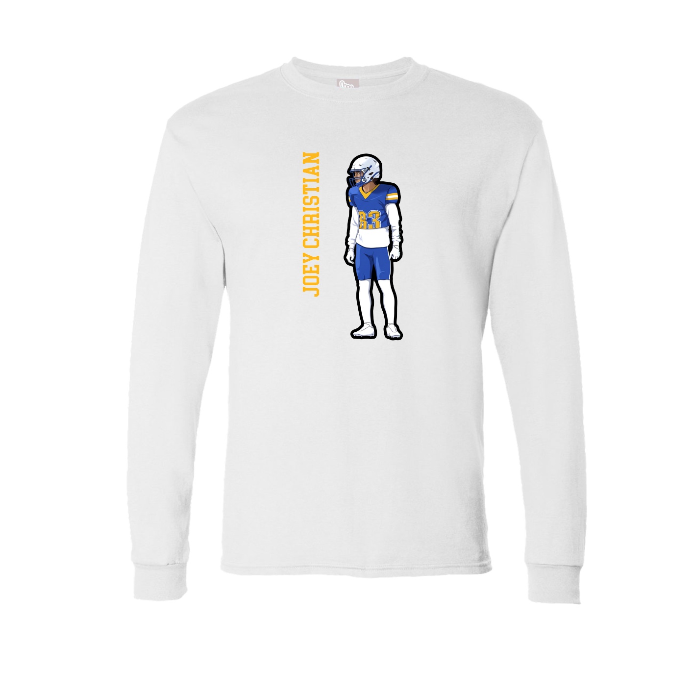 Long Sleeve Tee — Name Vertical in White