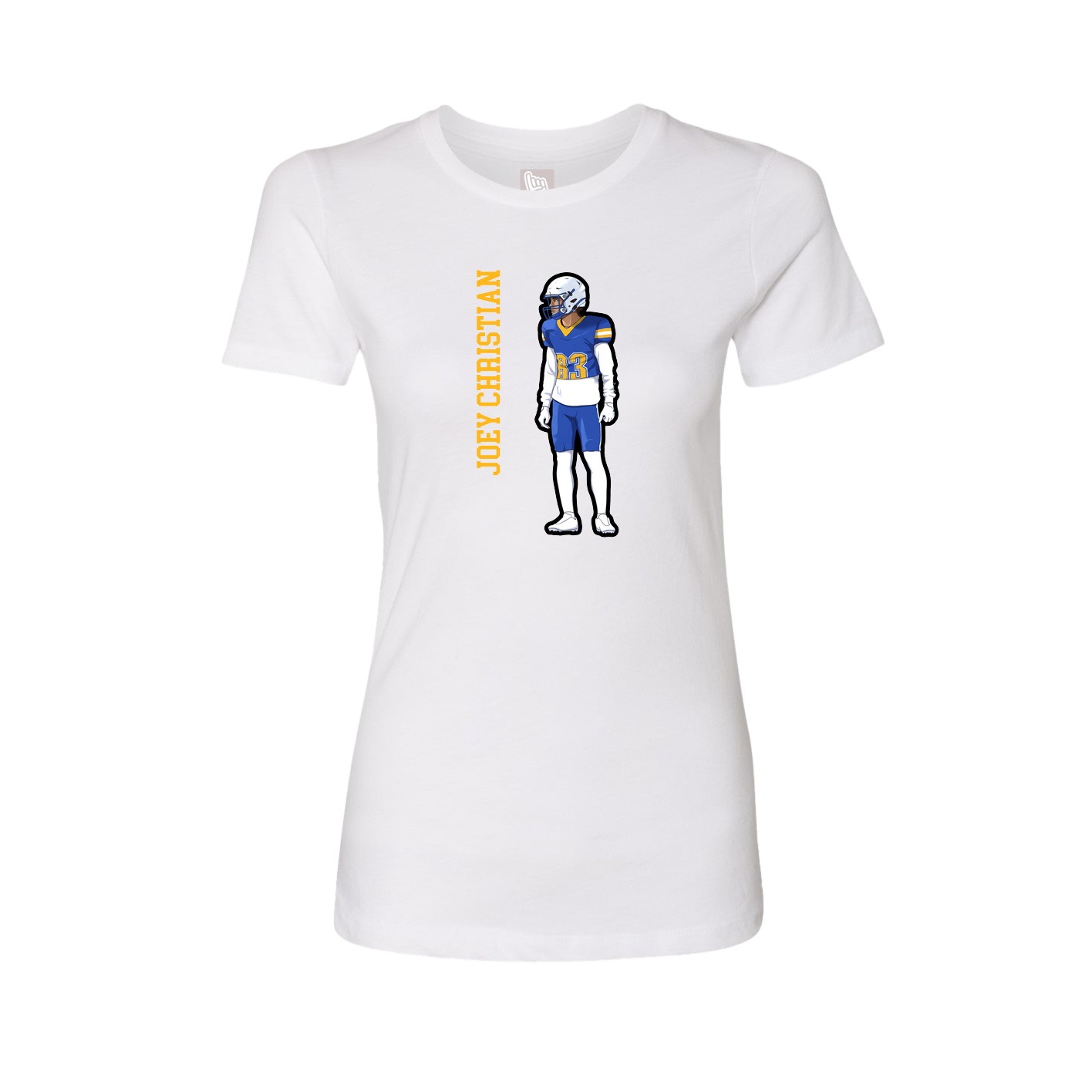 Fitted Women's Tee — Name Vertical in White