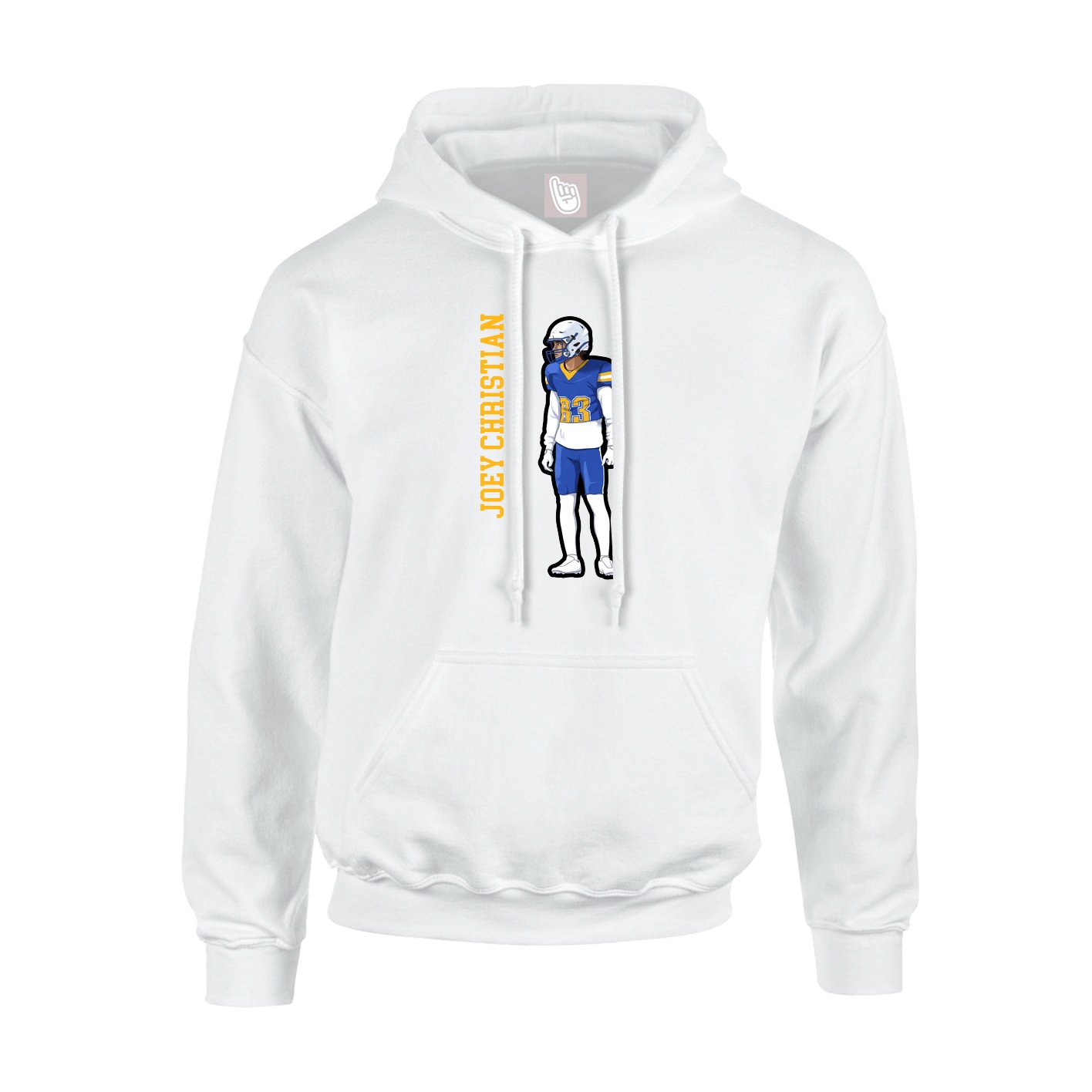 Youth Hoodie — Name Vertical in White