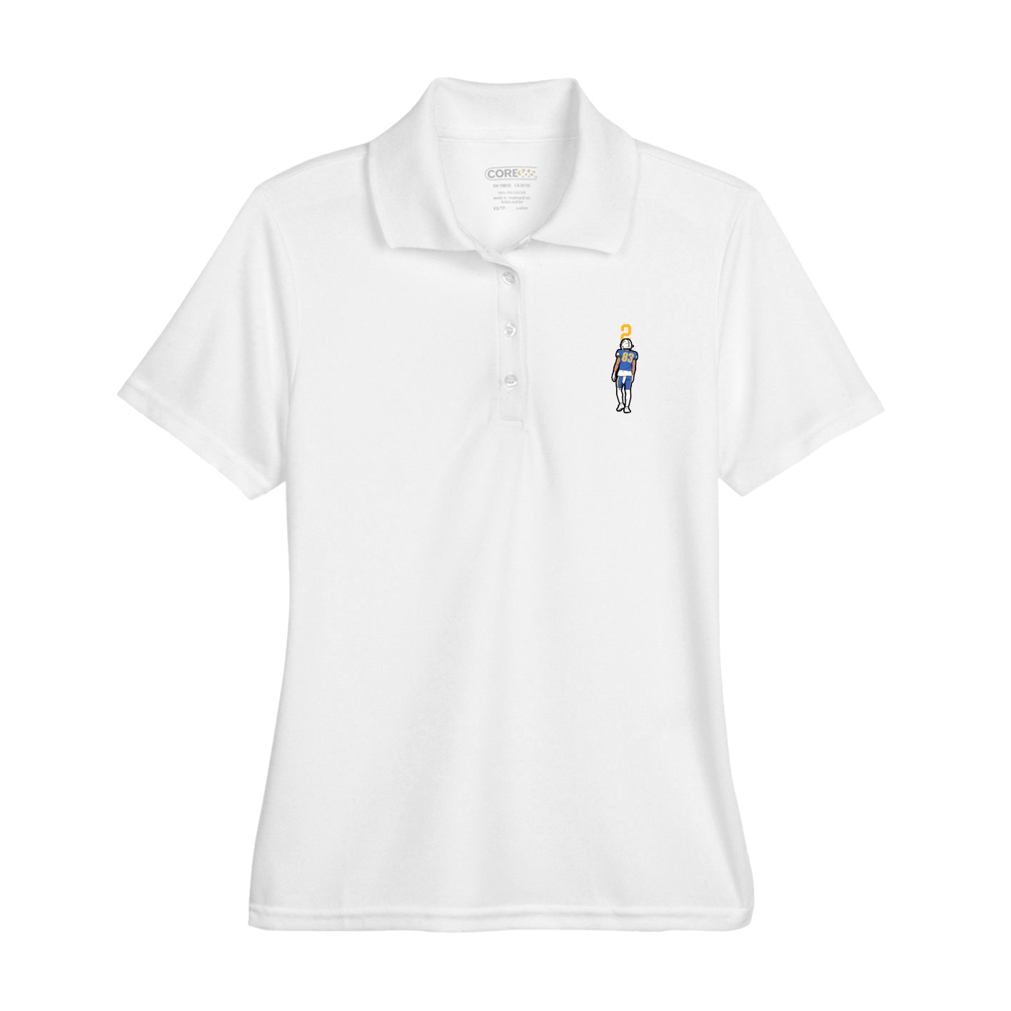Womens Performance Polo — Number Top in White