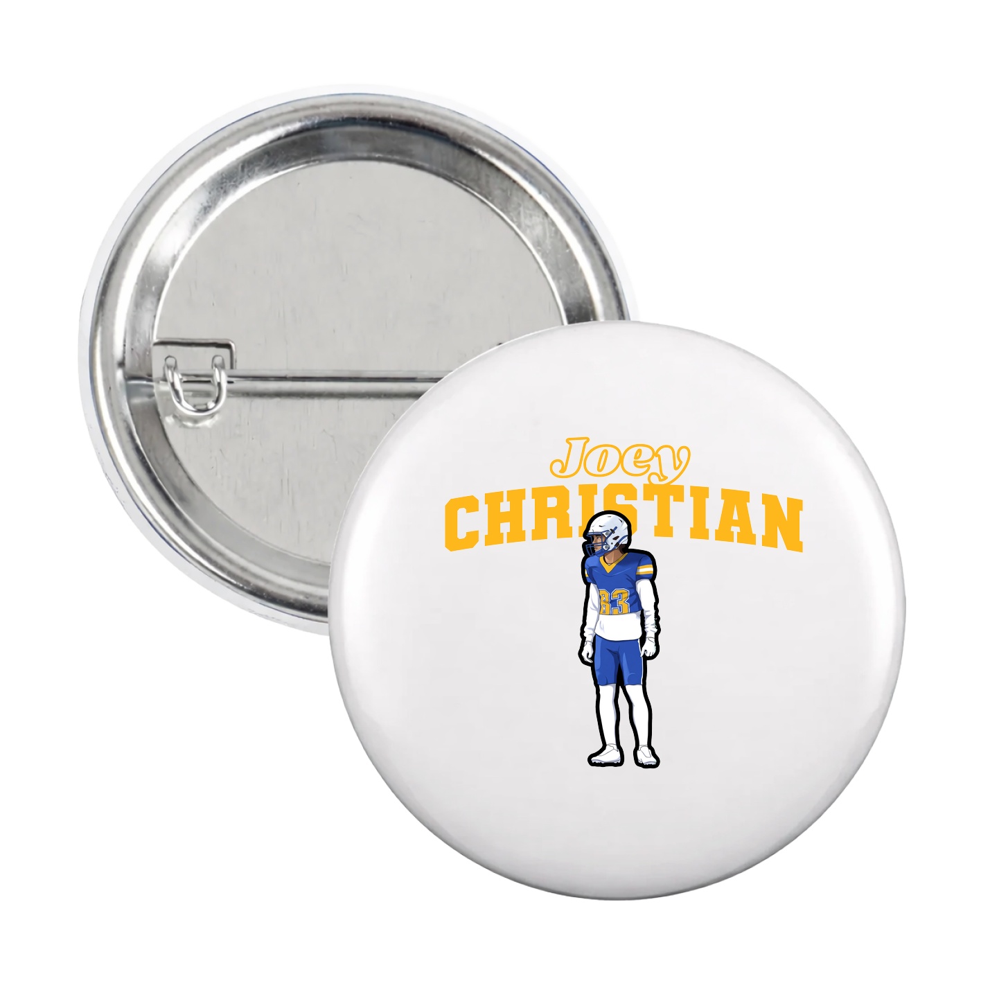 Game Day Button — Name Arch in White