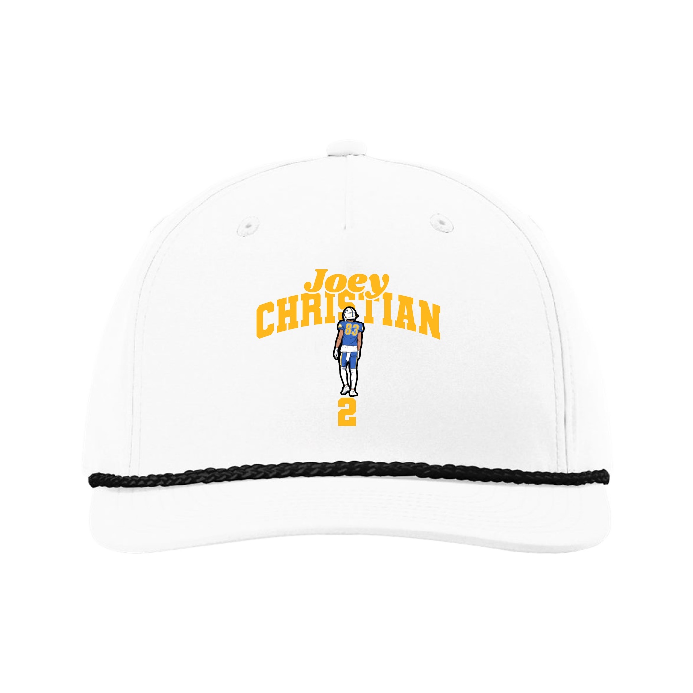 Five-Panel Classic Rope Cap — Signature Arch in White