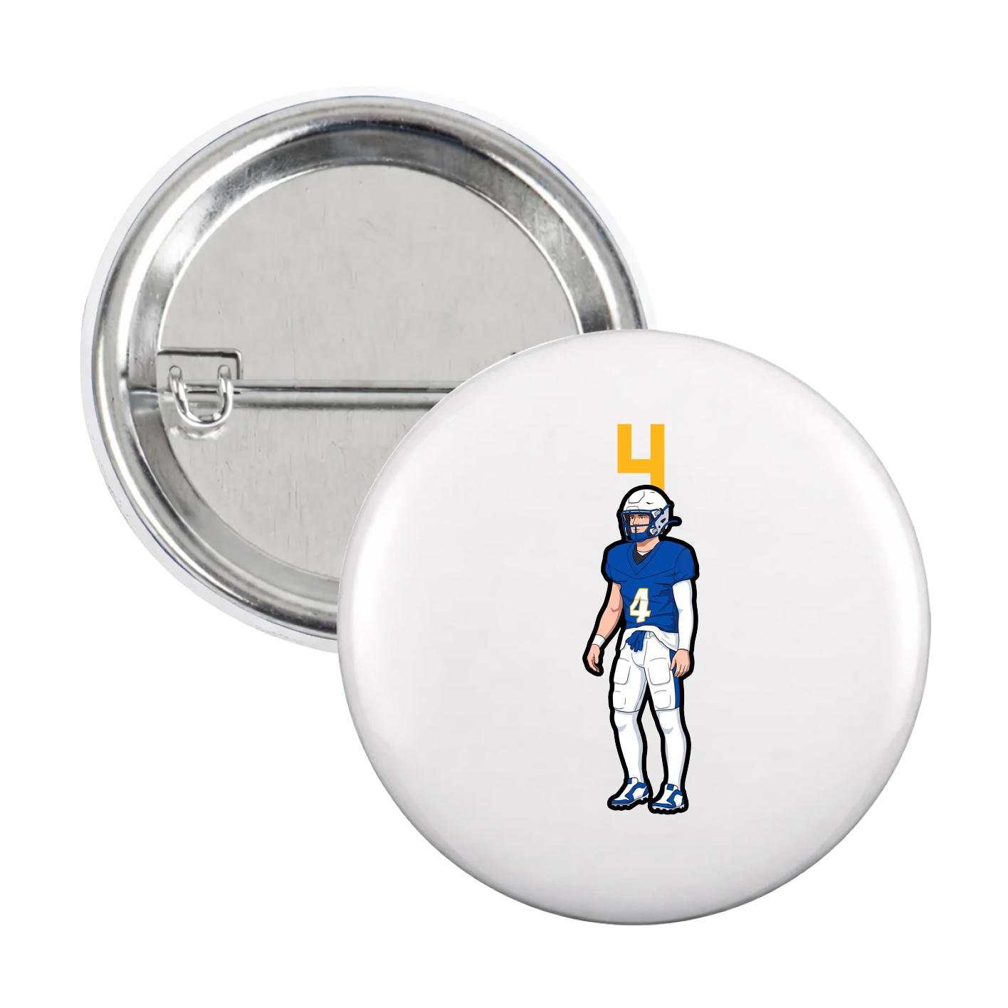 Game Day Button — Number Top in White