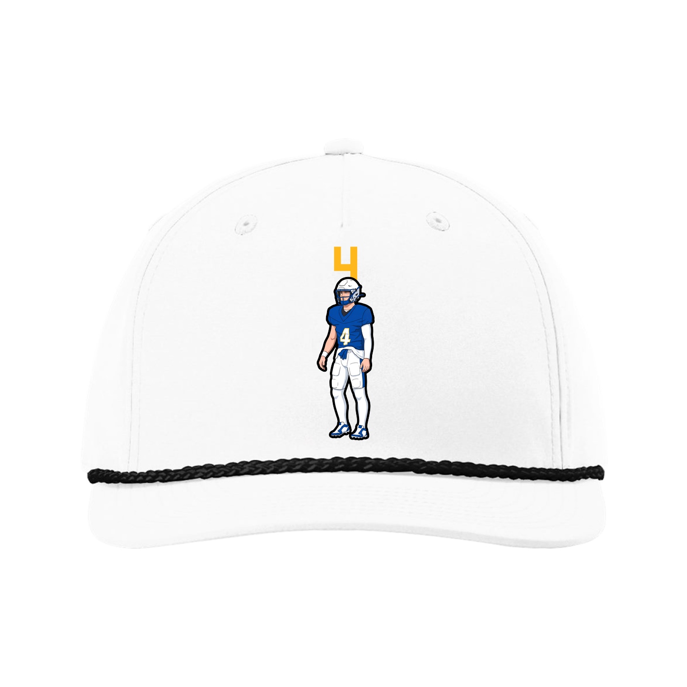 Five-Panel Classic Rope Cap — Number Top in White